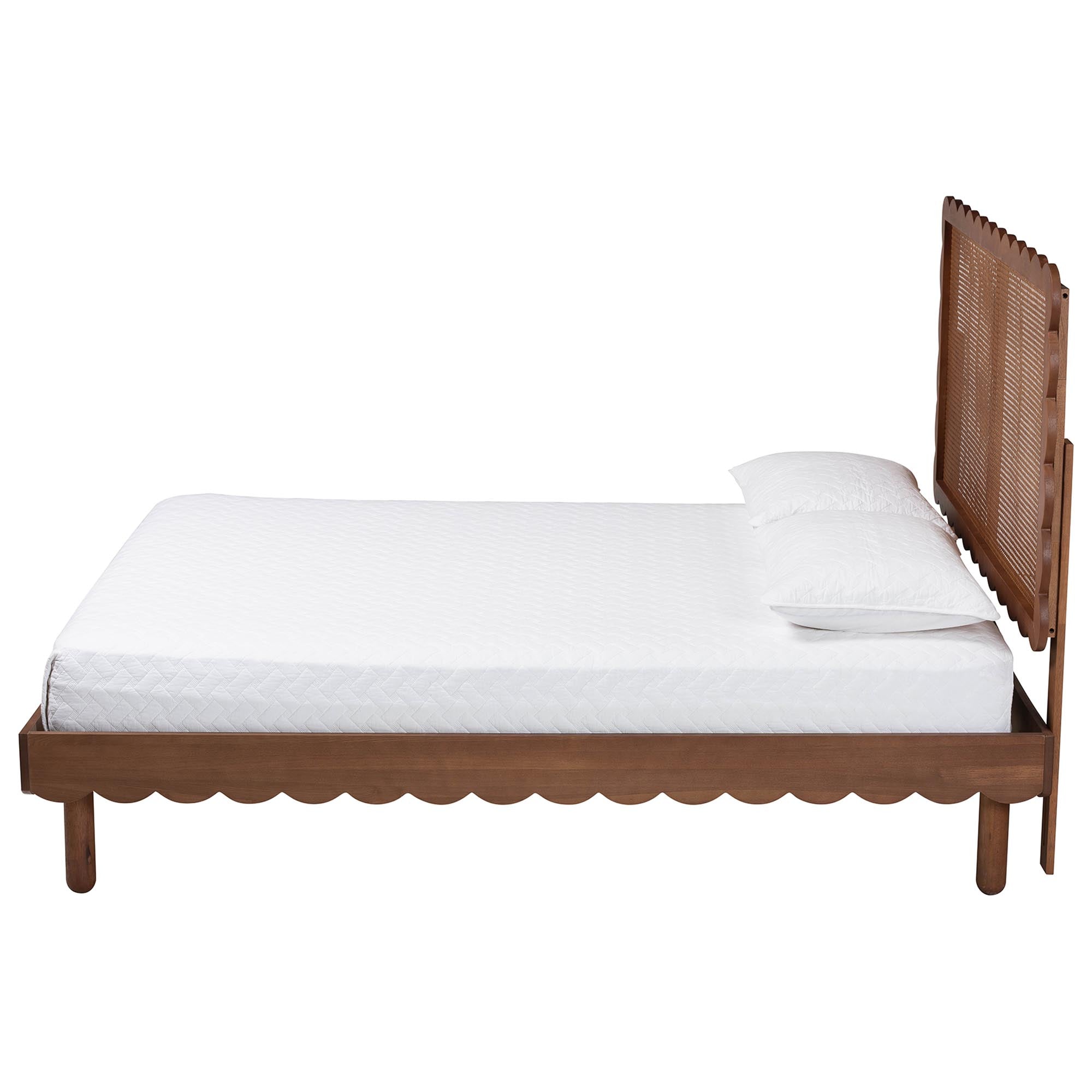 Orianthe Scalloped Platform Bed with Woven Rattan