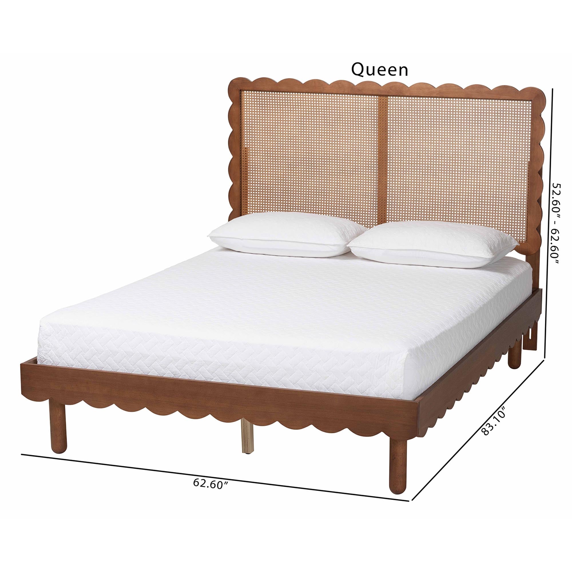 Orianthe Scalloped Platform Bed with Woven Rattan