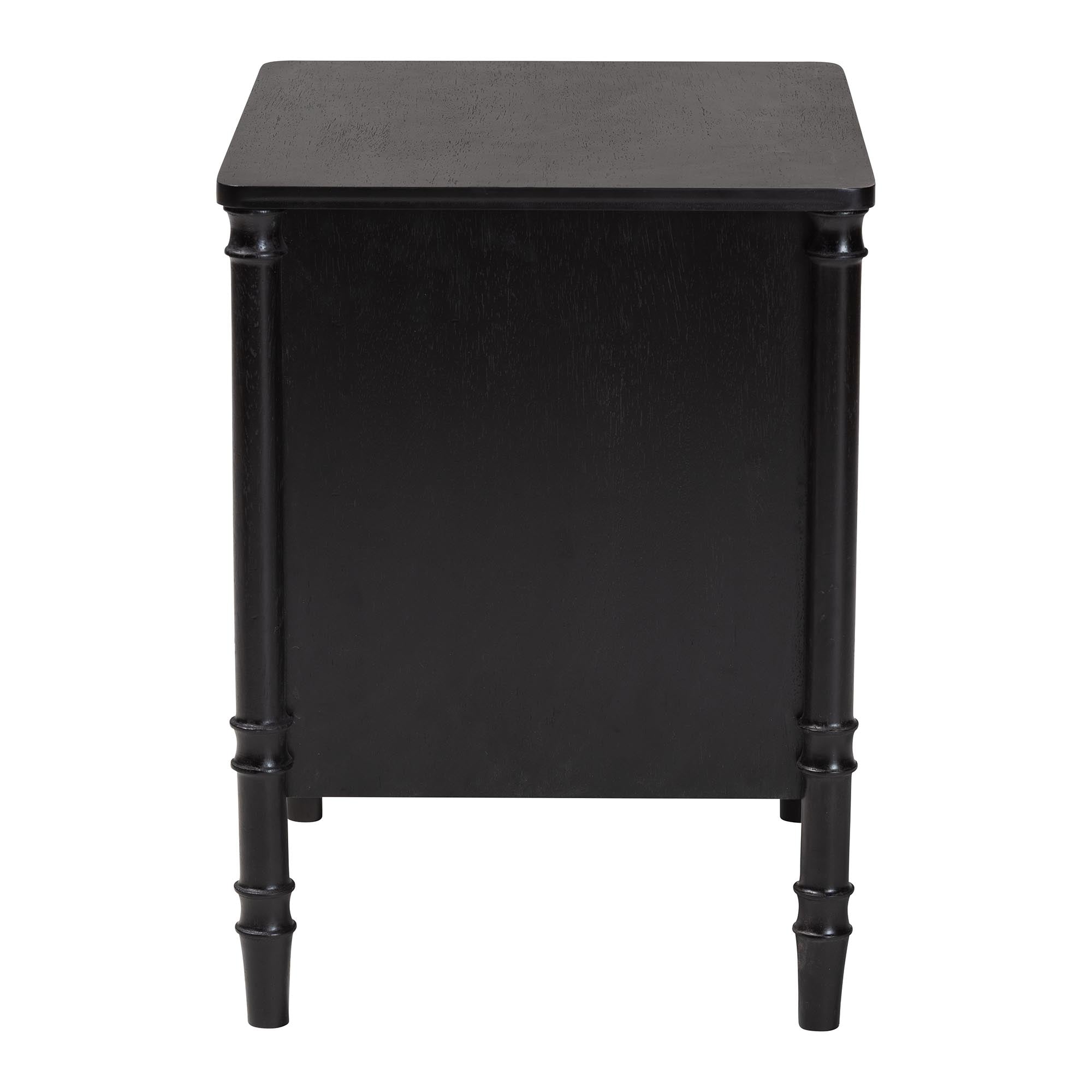 Marisela Wood Nightstand with Handles - 2-Drawer Bedside Table with Bamboo-Inspired Legs, Modern Transitional Accent Furniture for Bedroom or Guest Room