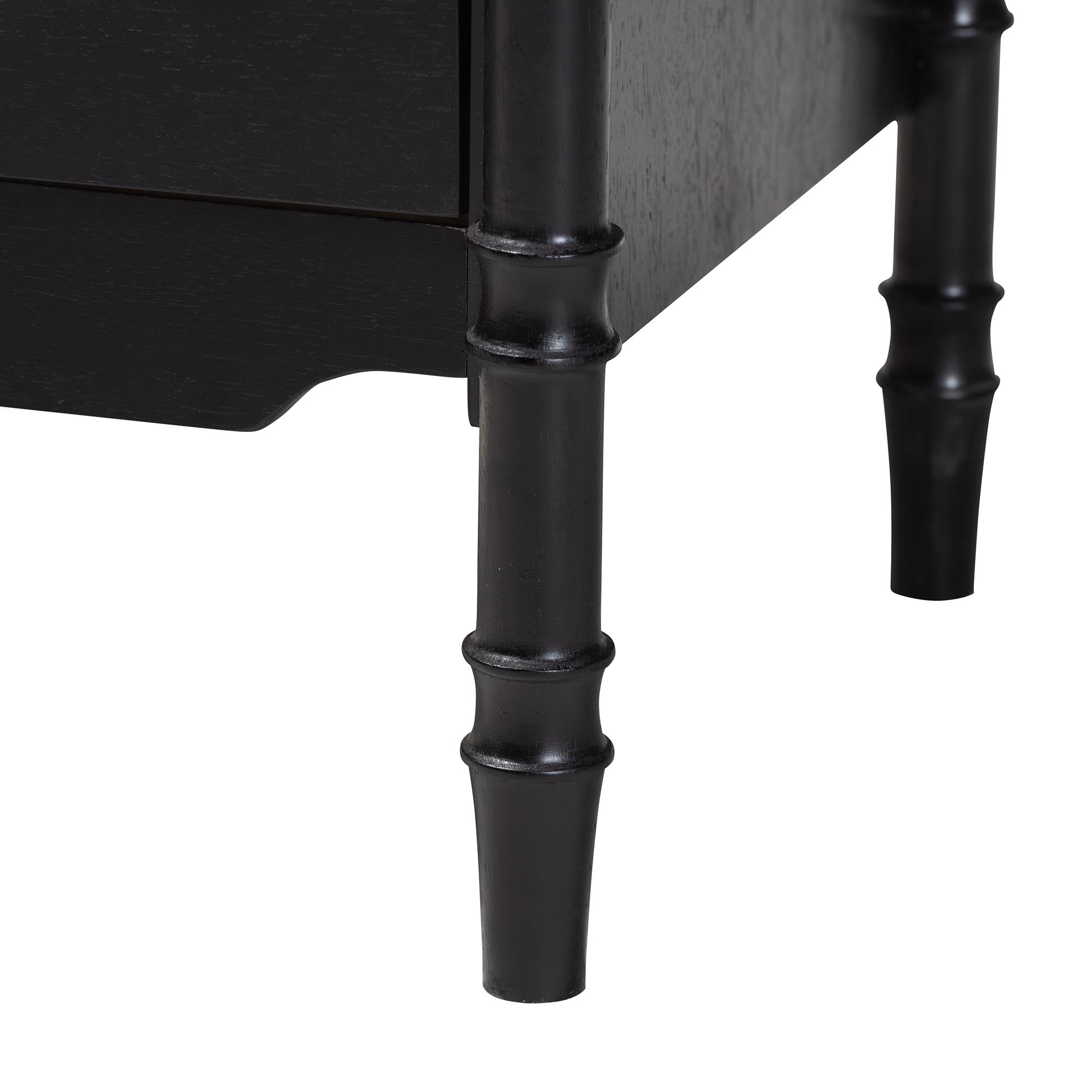 Marisela Wood Nightstand with Handles - 2-Drawer Bedside Table with Bamboo-Inspired Legs, Modern Transitional Accent Furniture for Bedroom or Guest Room