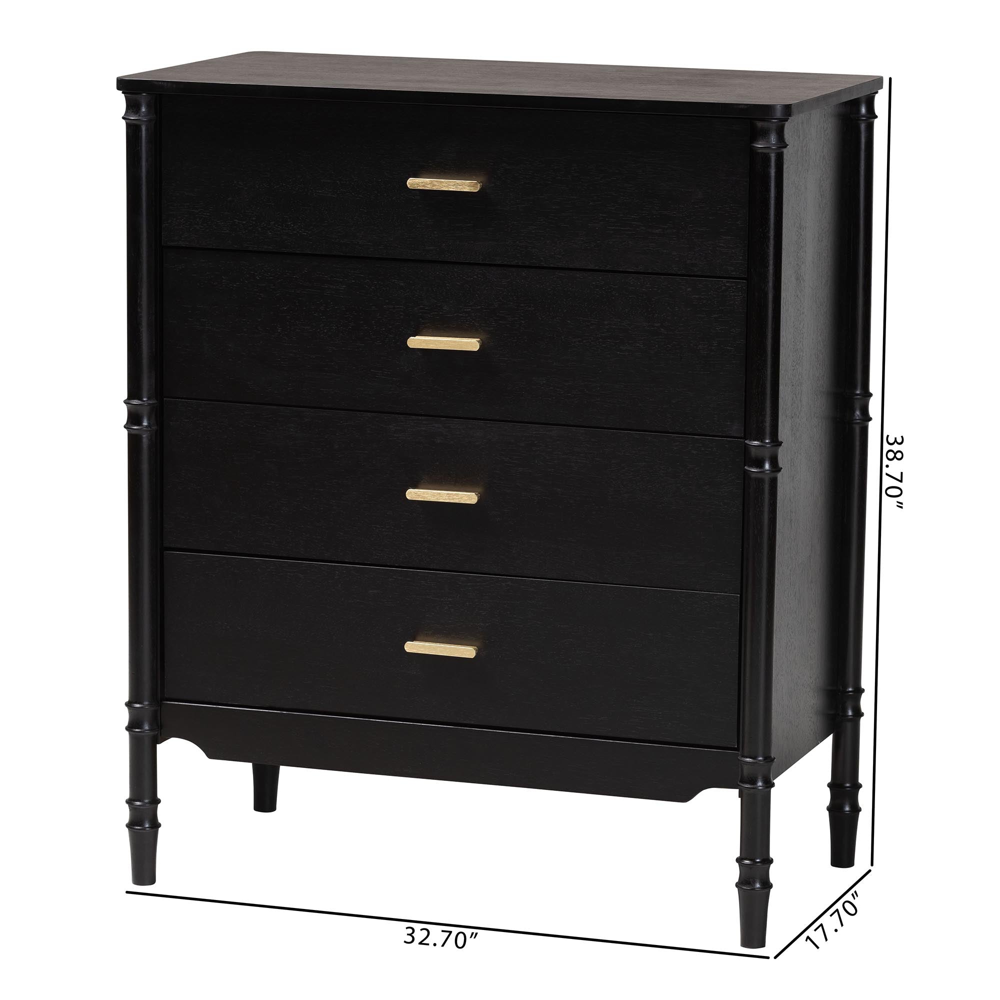 Marisela Wood Chest of Drawers with Handles 4-Drawer Vertical Storage Dresser