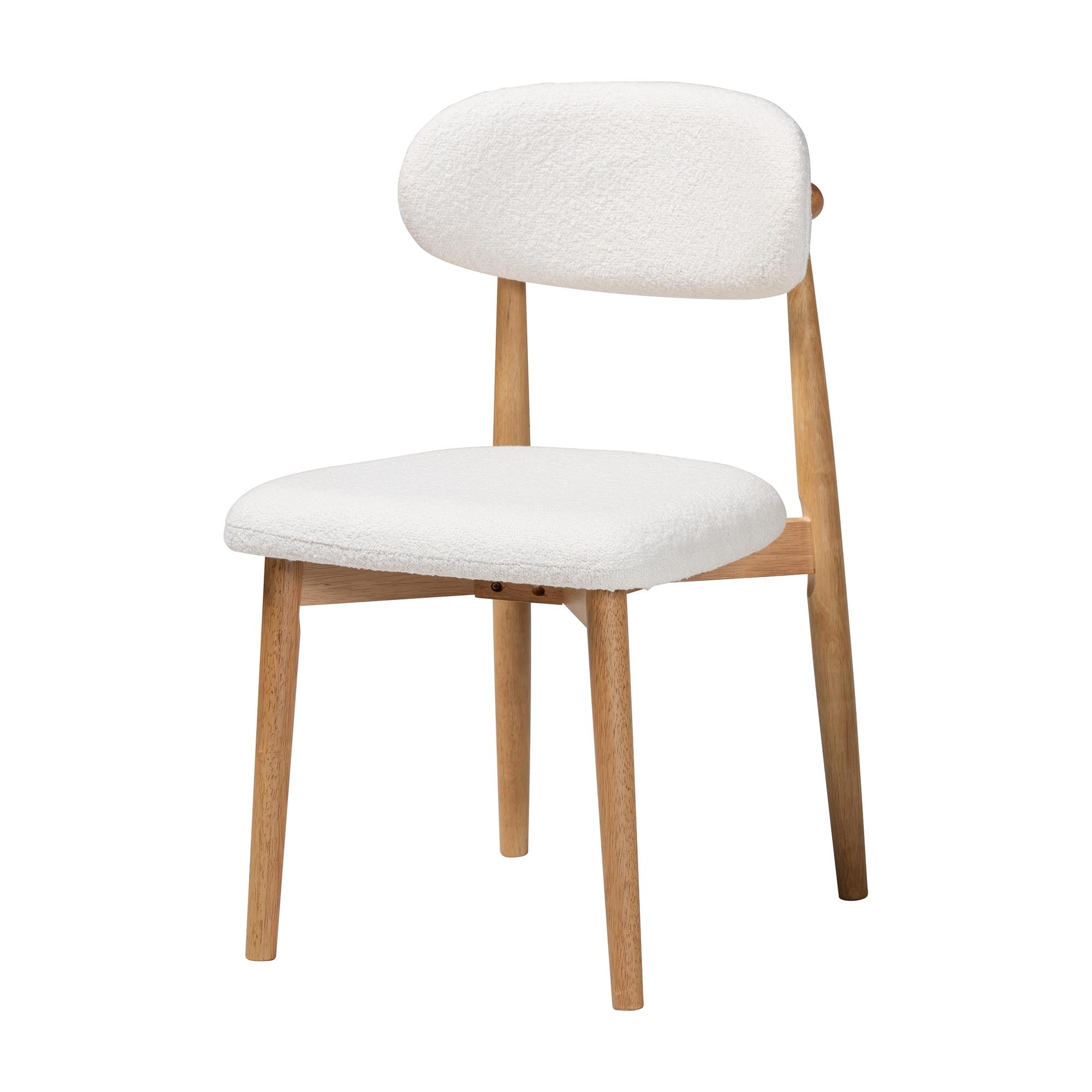 Wattsu 5-Piece Dining Set - Solid Wood Rectangular Table with Boucle Upholstered Chairs, Mid-Century Modern Dining Furniture for Kitchen or Dining Room, and