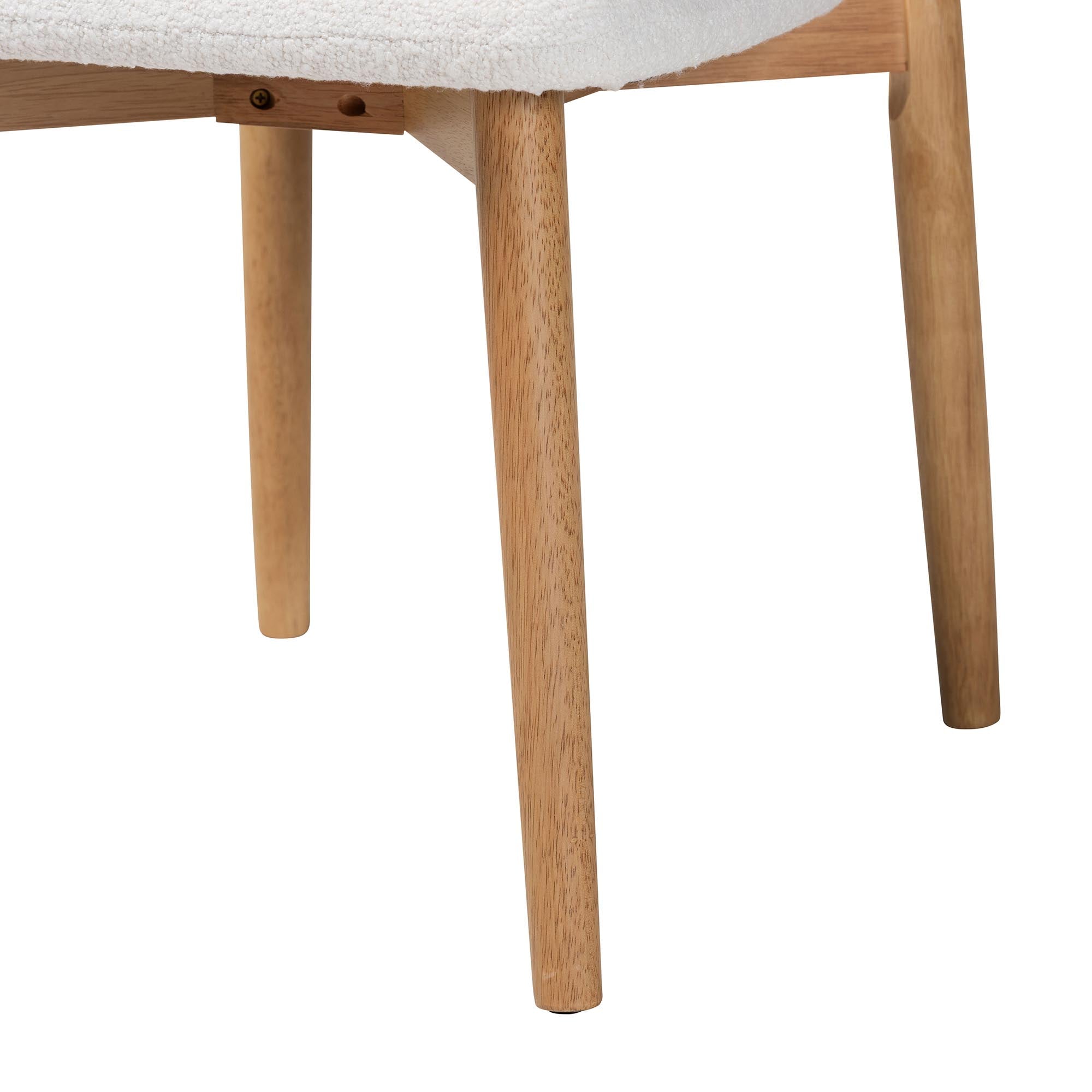 Emily 5-Piece Dining Set - Solid Wood Rectangular Table with Boucle Upholstered Chairs, Mid-Century Modern Dining Furniture for Kitchen or Dining Room, and