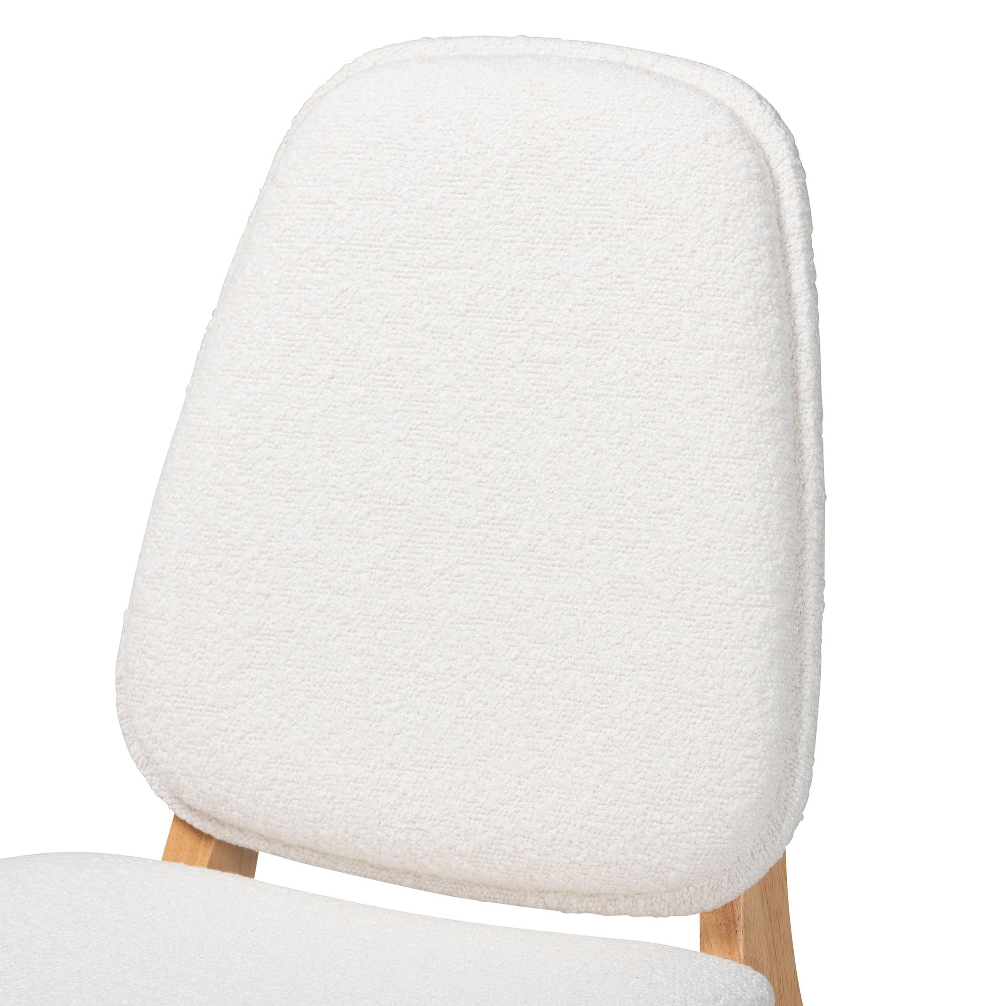 Hudson Boucle Upholstered Dining Chair Set of 2- Mid-Century Modern Side Chair with Solid Wood Frame and Rounded Backrest, and