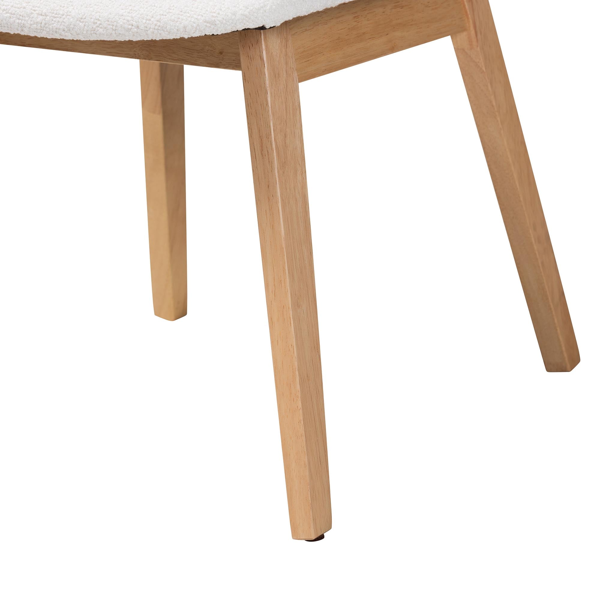 Hudson Boucle Upholstered Dining Chair Set of 2- Mid-Century Modern Side Chair with Solid Wood Frame and Rounded Backrest, and