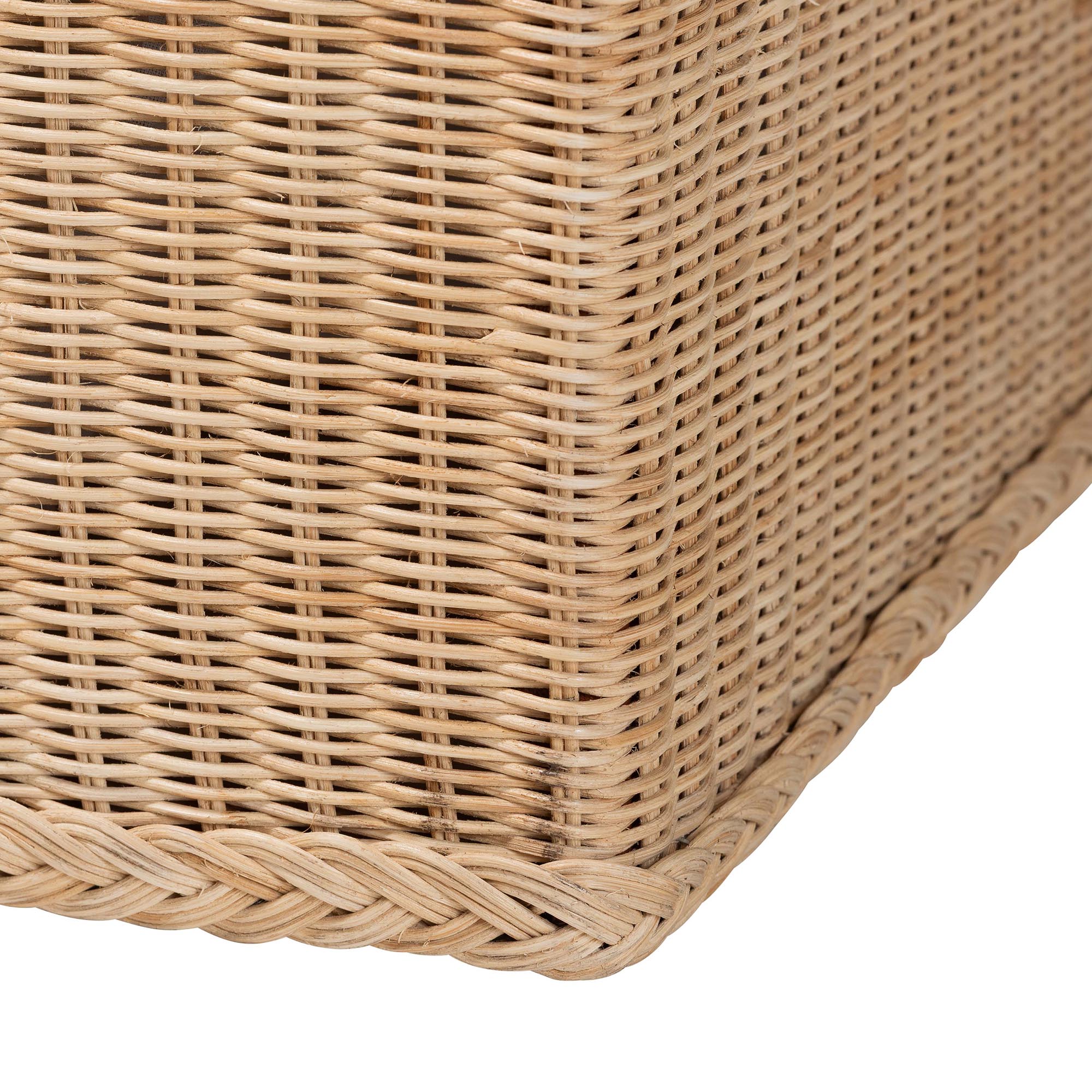 Bali & Pari Caden Braided Rattan Chest with Lift-top Lid Coastal Boho Style Storage Bench