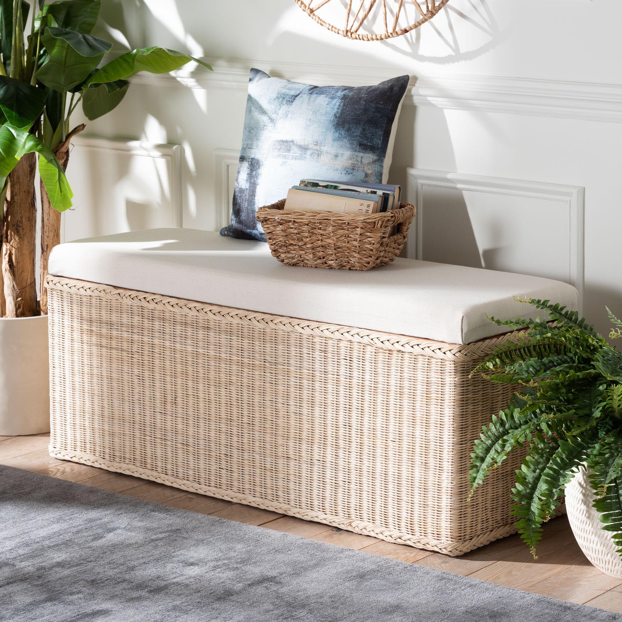 Bali & Pari Barid Braided Rattan Storage Bench