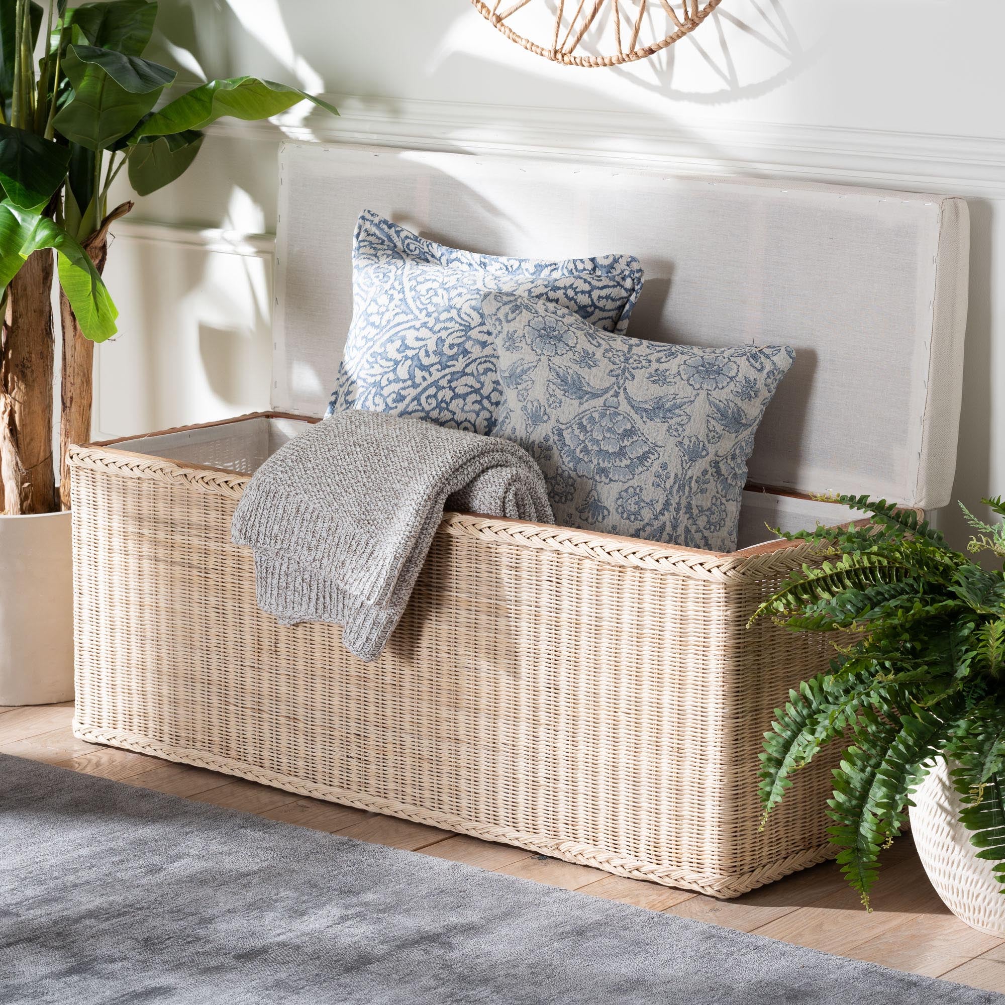 Bali & Pari Barid Braided Rattan Storage Bench