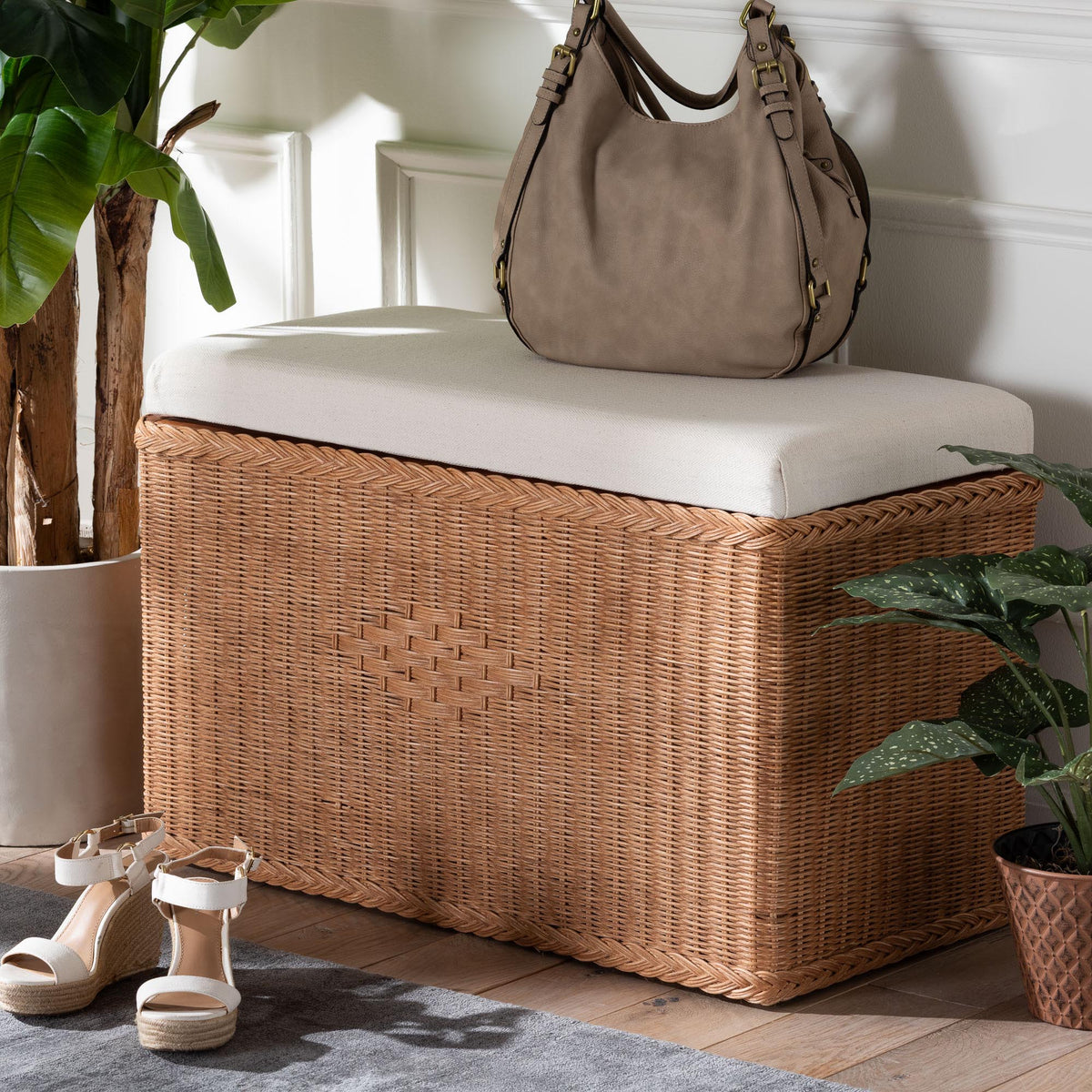 Bali & Pari Eamon Braided Rattan Storage Bench