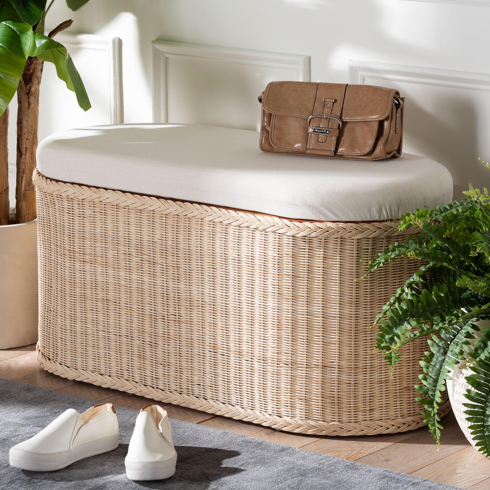 Bali & Pari Barid Braided Rattan Storage Bench