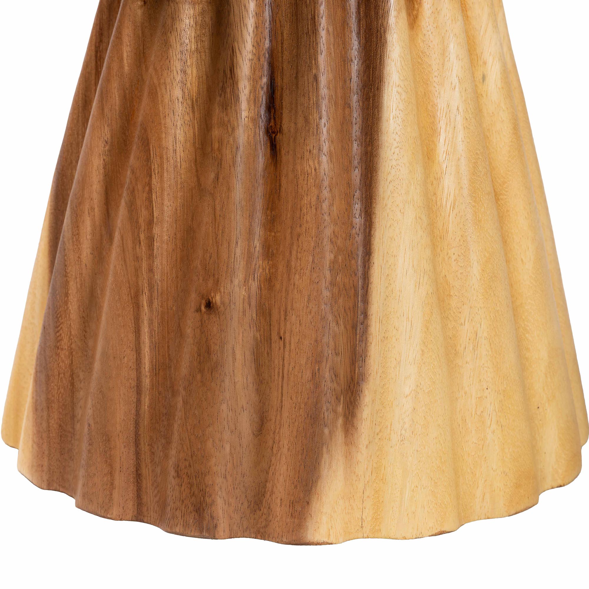 bali & pari Alara Hand-carved Suar Wood Side Table - Sculptural Pedestal Accent Table with Grain, Modern Boho Style for Living Room or Bedroom