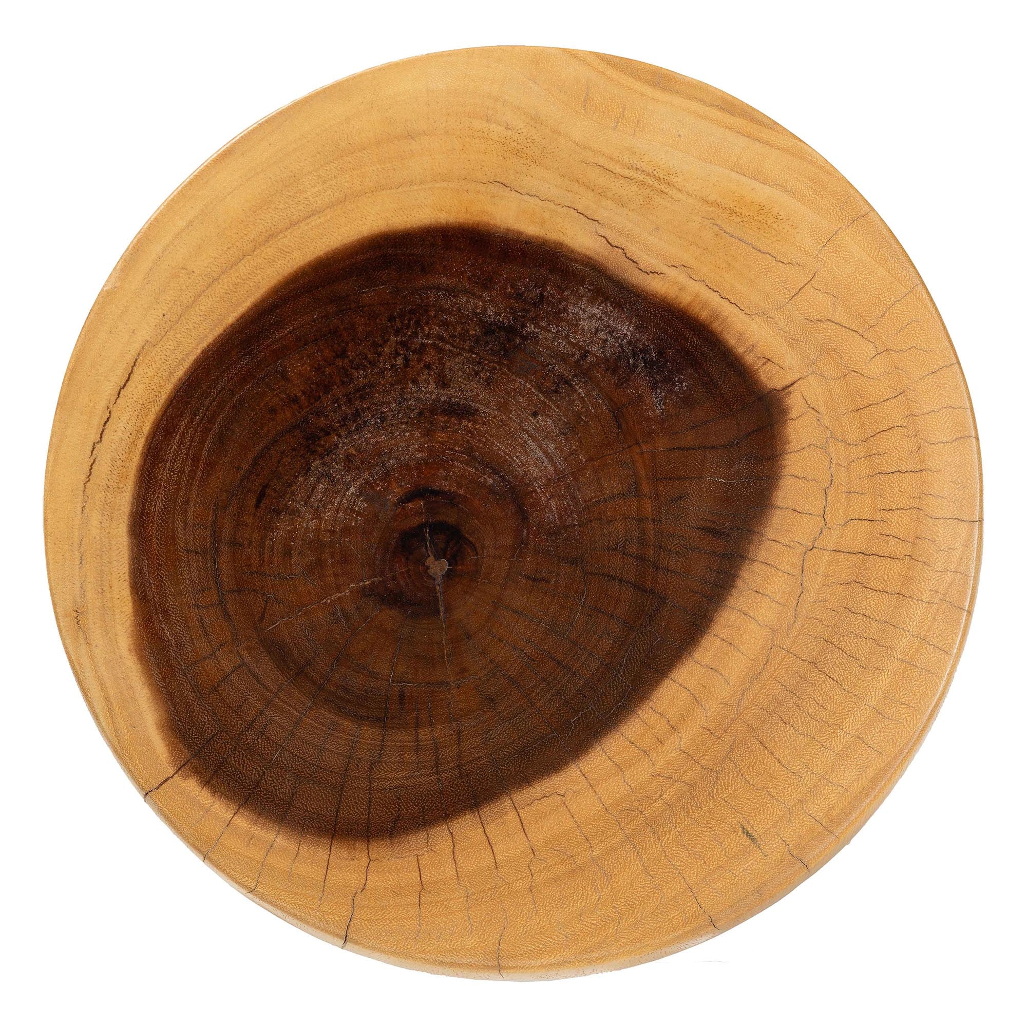 bali & pari Alara Hand-carved Suar Wood Side Table - Sculptural Pedestal Accent Table with Grain, Modern Boho Style for Living Room or Bedroom