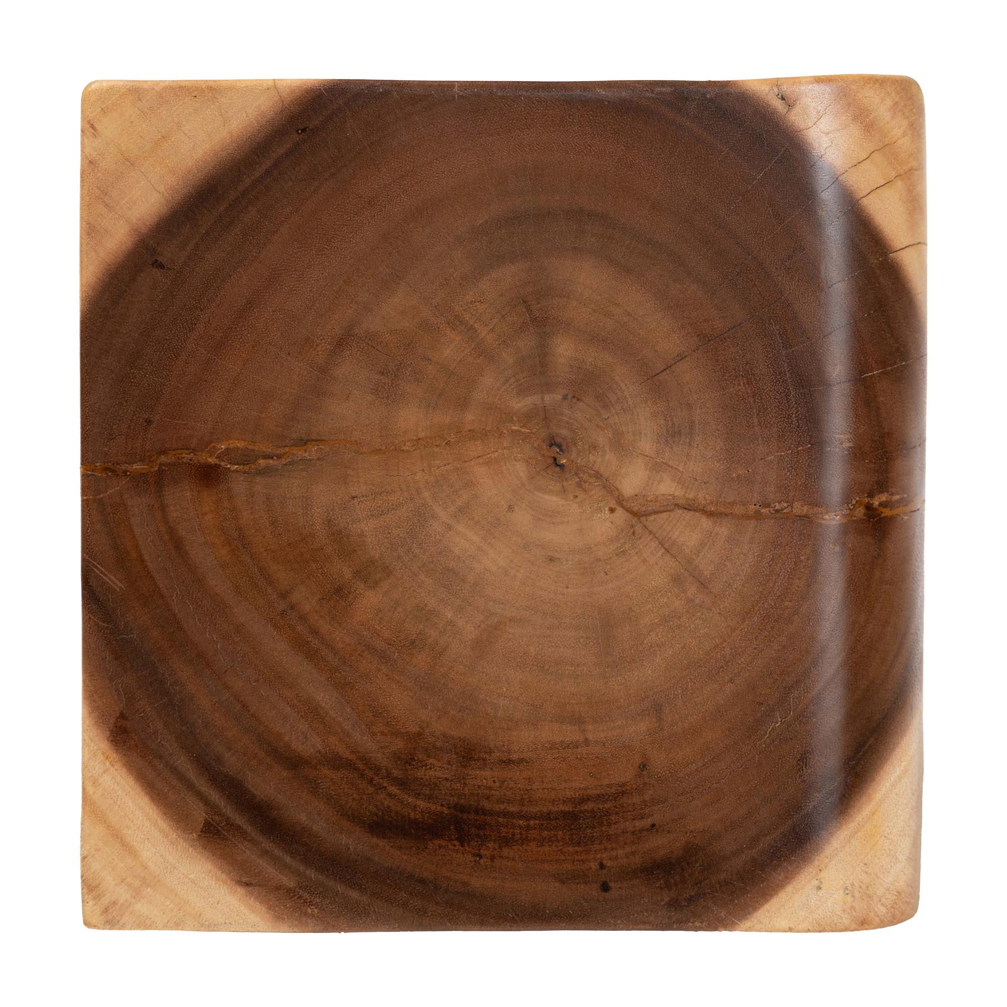 bali & pari Eliada Hand-carved Suar Wood Side Table - Wavy Sculptural Accent Table with Stacked Design, Modern Boho Style for Living Room or Bedroom