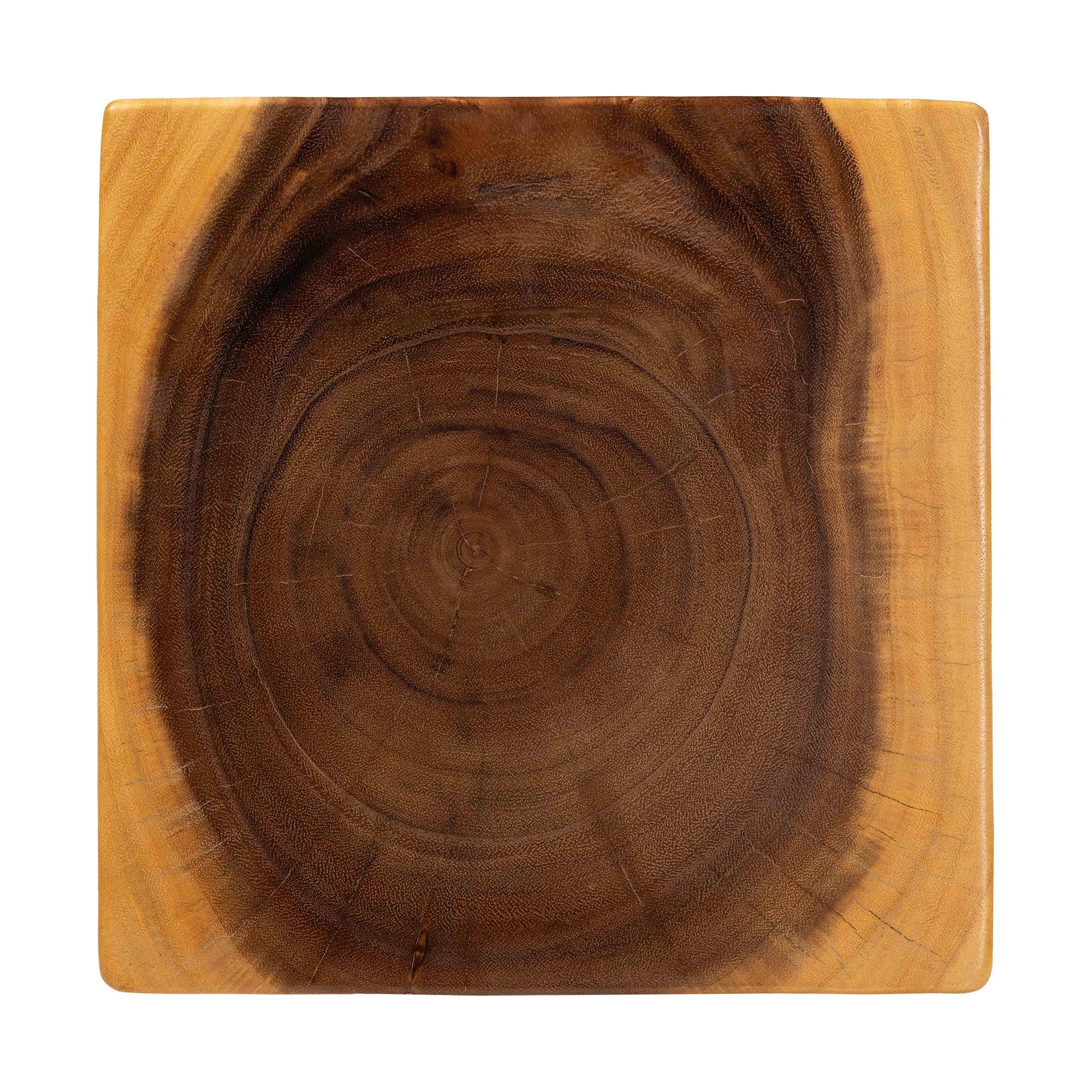 bali & pari Rapha Hand-carved Suar Wood Side Table with Shelf - Sculptural Accent Table with Twist Design, Modern Boho Style for Living Room or Bedroom