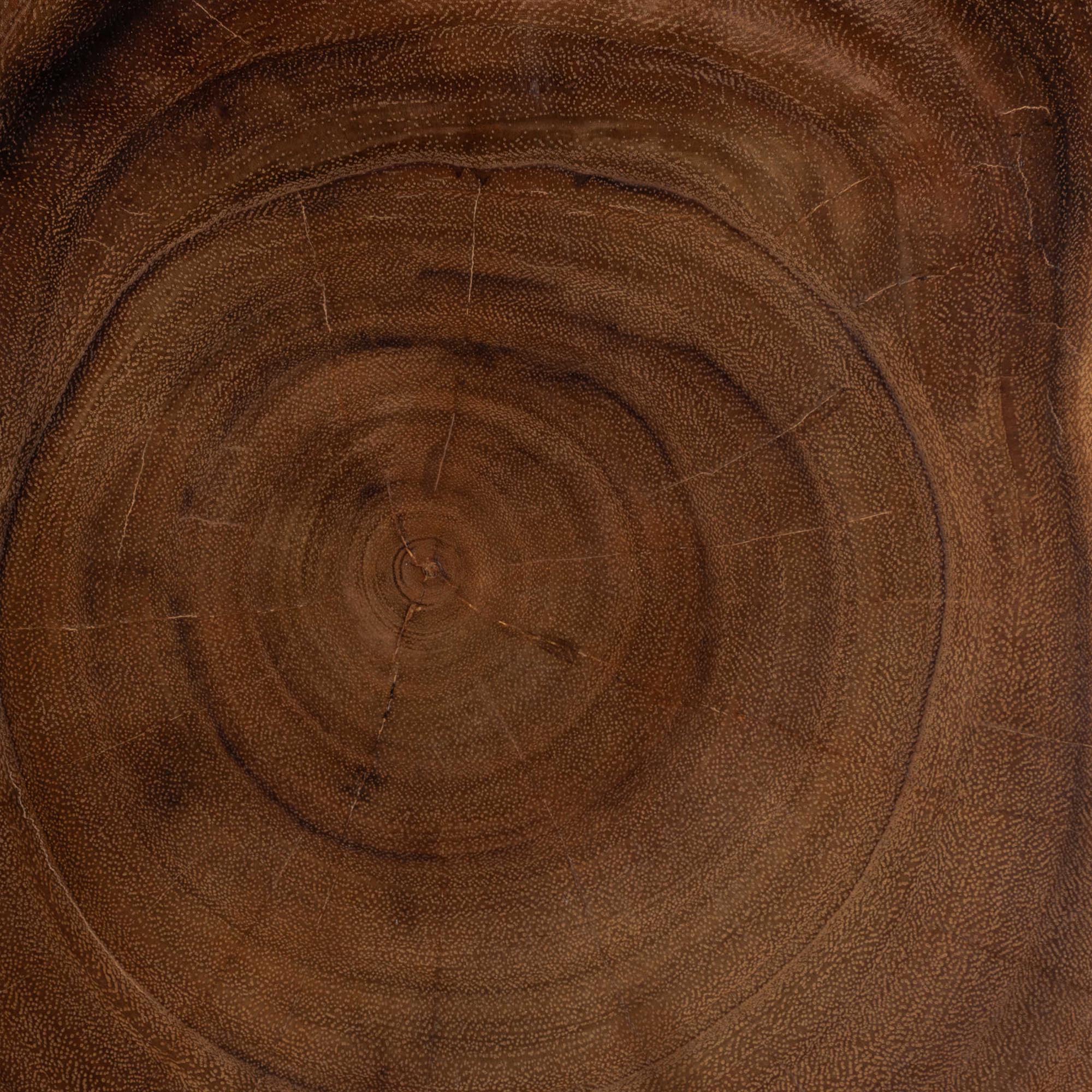 bali & pari Rapha Hand-carved Suar Wood Side Table with Shelf - Sculptural Accent Table with Twist Design, Modern Boho Style for Living Room or Bedroom