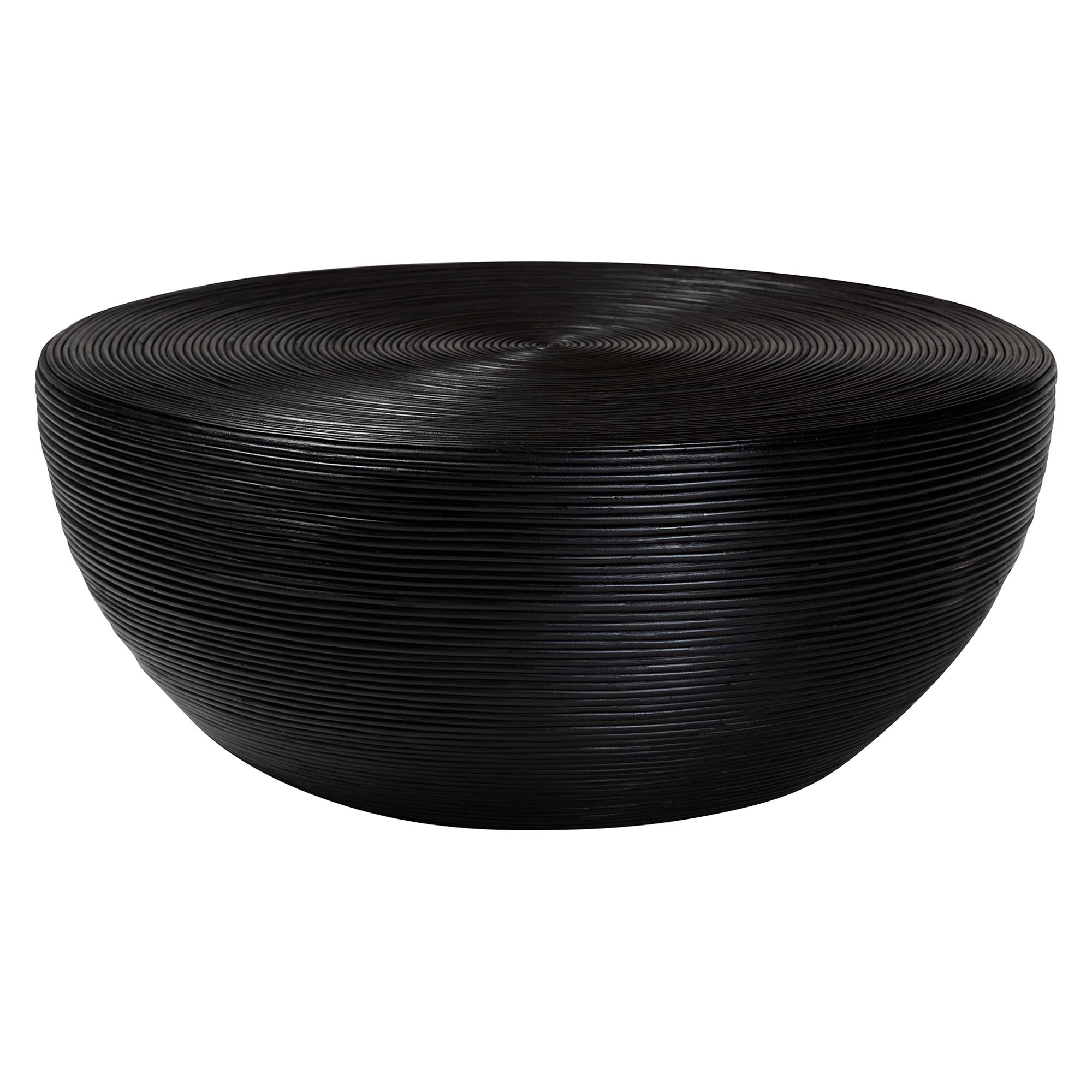 bali & pari Tokyo Laminated Rattan Coffee Table - Handcrafted Bowl-Shaped Center Table for Living Room, Coastal Boho Style Furniture in