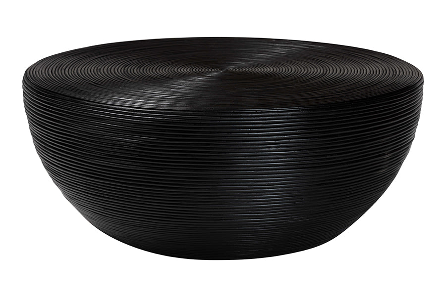 bali & pari Tokyo Laminated Rattan Coffee Table - Handcrafted Bowl-Shaped Center Table for Living Room, Coastal Boho Style Furniture in
