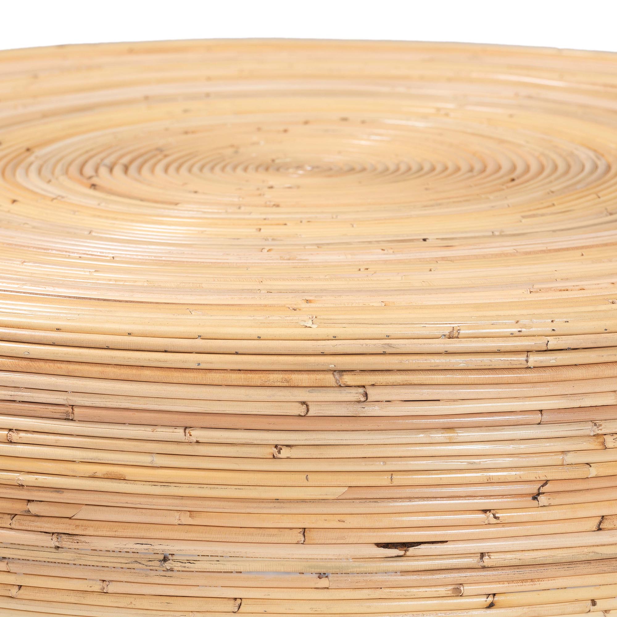 bali & pari Tokyo Laminated Rattan Coffee Table - Handcrafted Bowl-Shaped Center Table for Living Room, Coastal Boho Style Furniture in