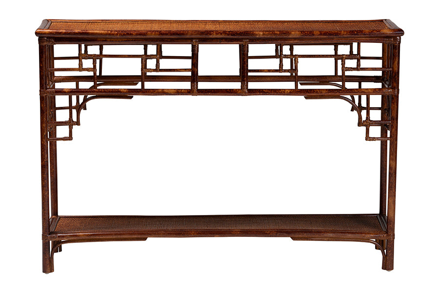 Bali & Pari Sebalio Tortoise Rattan Console Table