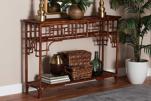 Bali & Pari Sebalio Tortoise Rattan Console Table