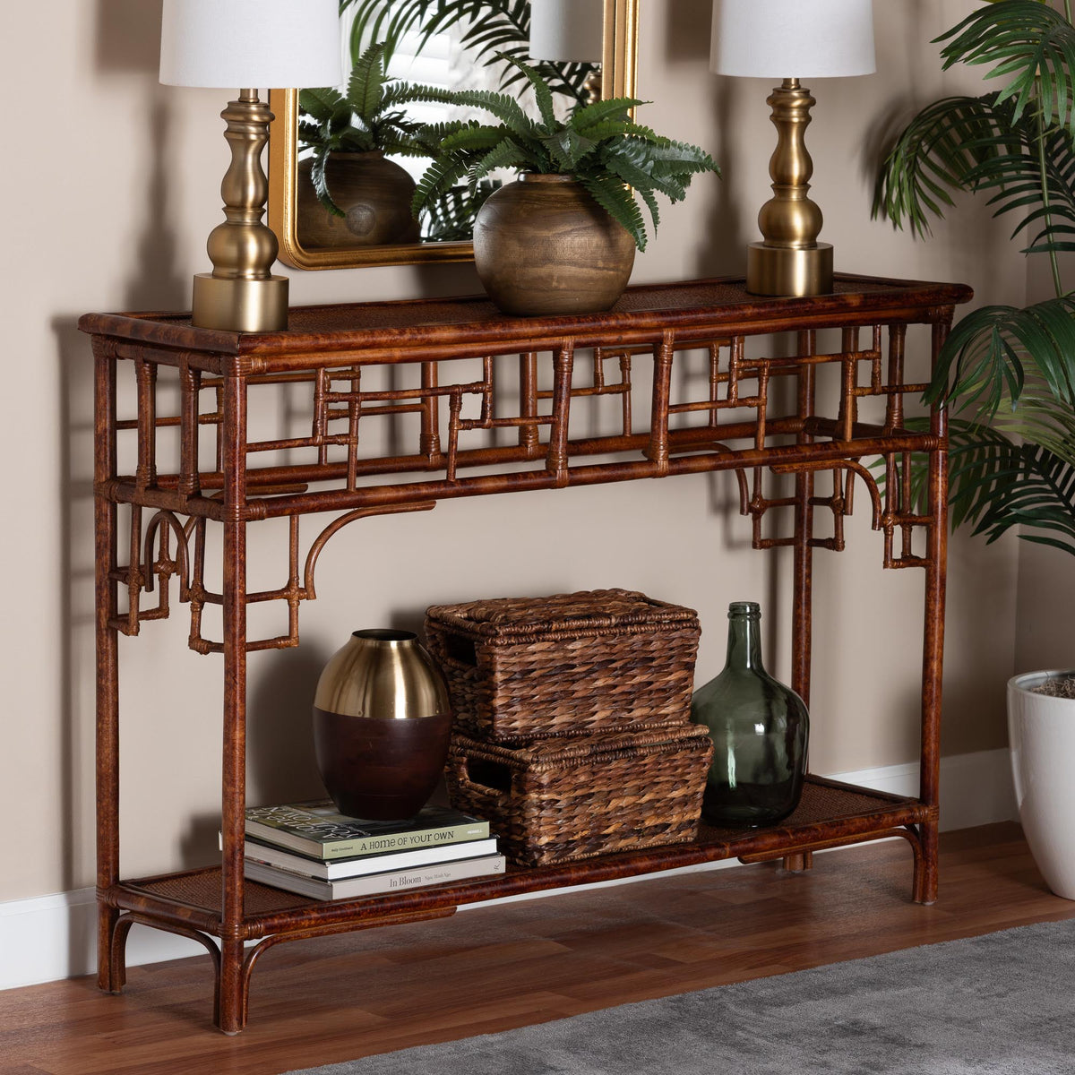Bali & Pari Sebalio Tortoise Rattan Console Table