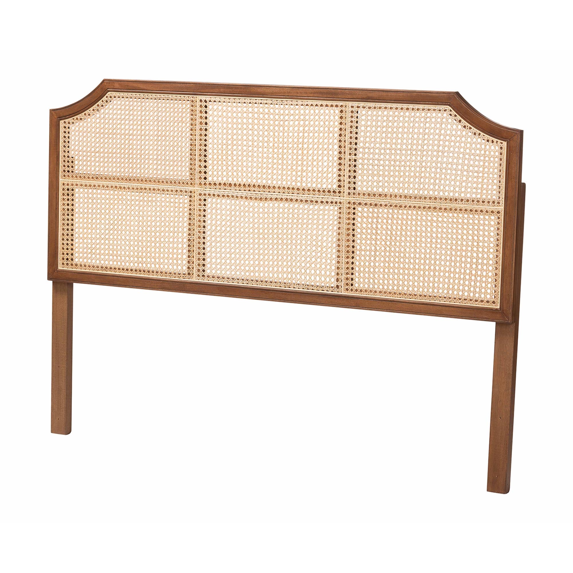 Hermine Bamboo Woven Headboard - Solid Wood Bed Backrest Panel with Curved Top, Boho Coastal Bed Accent,