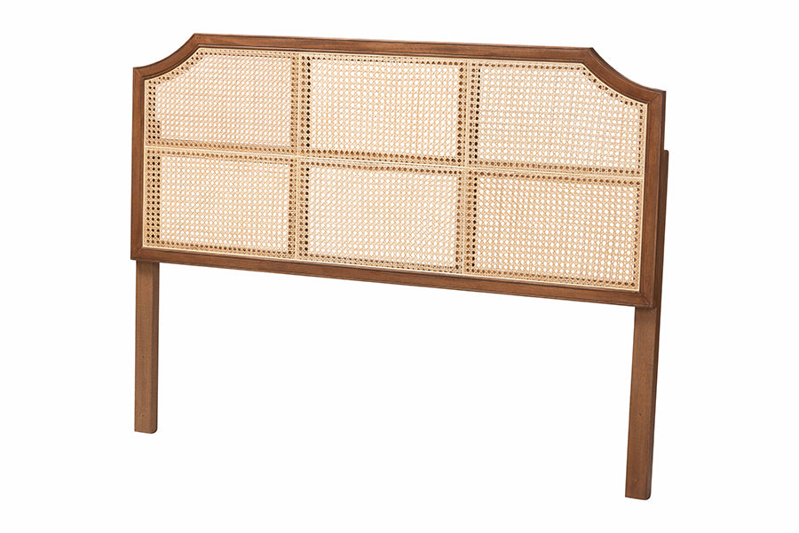 Hermine Bamboo Woven Headboard - Solid Wood Bed Backrest Panel with Curved Top, Boho Coastal Bed Accent,
