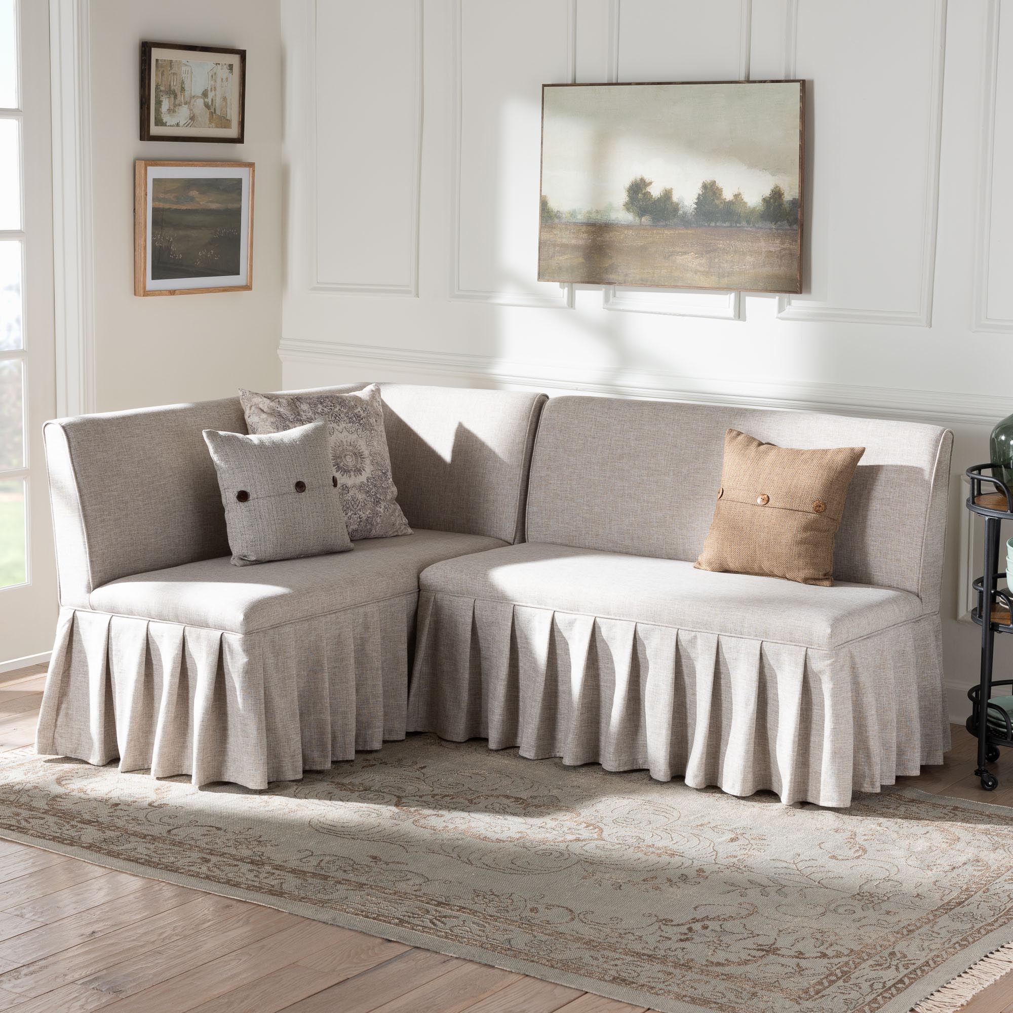 Bryna 2-Piece Fabric Upholstered Dining Nook Bench Set