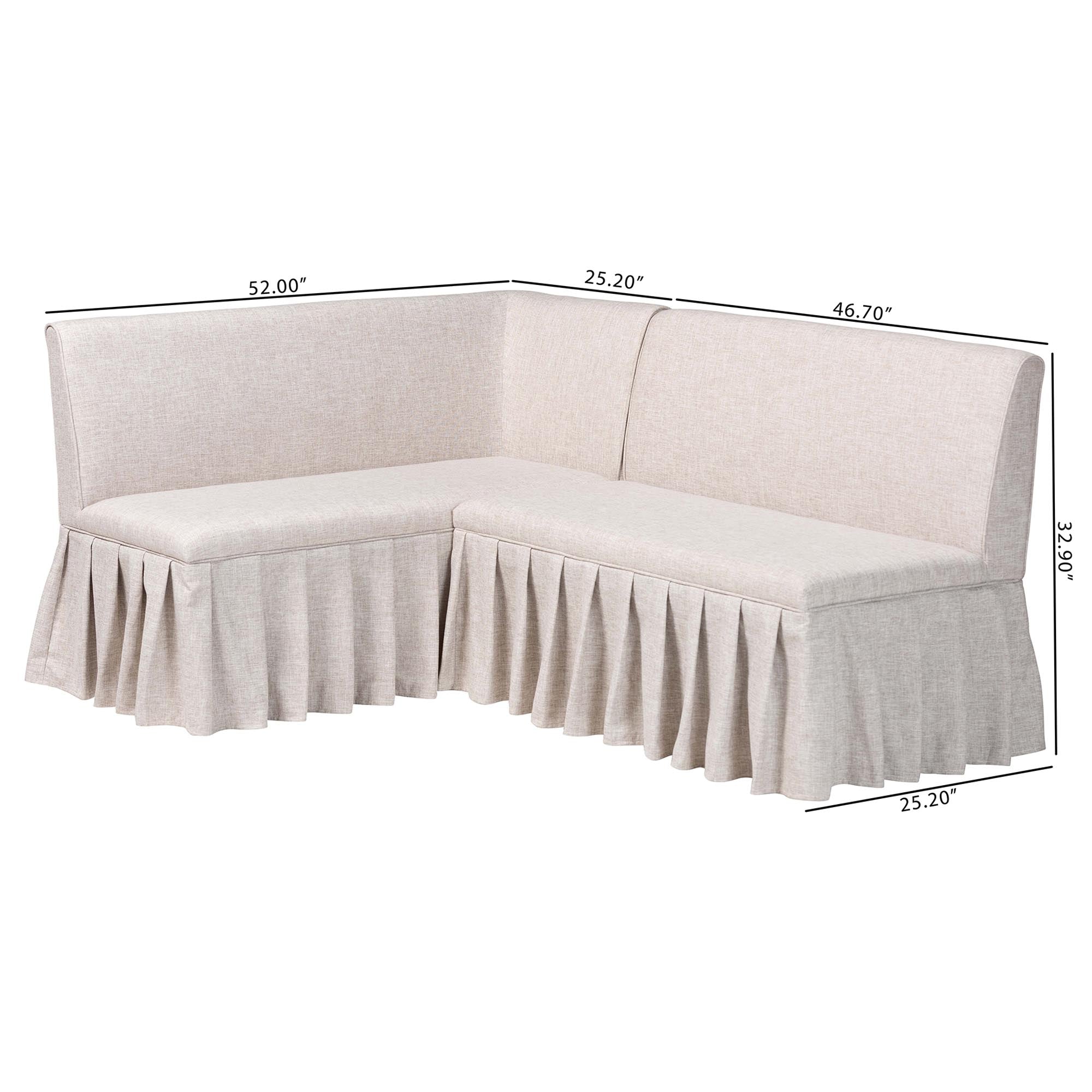 Bryna 2-Piece Fabric Upholstered Dining Nook Bench Set