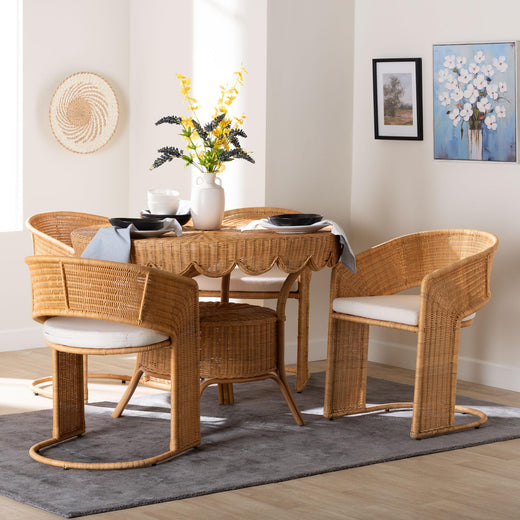 Bali & Pari Arisu Bohemian Light Honey Rattan 5-Piece Dining Set
