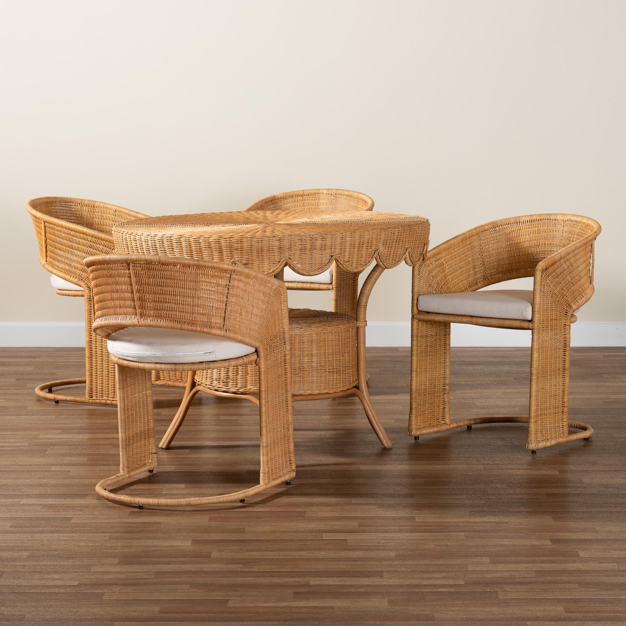 bali & pari Arisu Bohemian Light Honey Rattan 5-Piece Dining Set