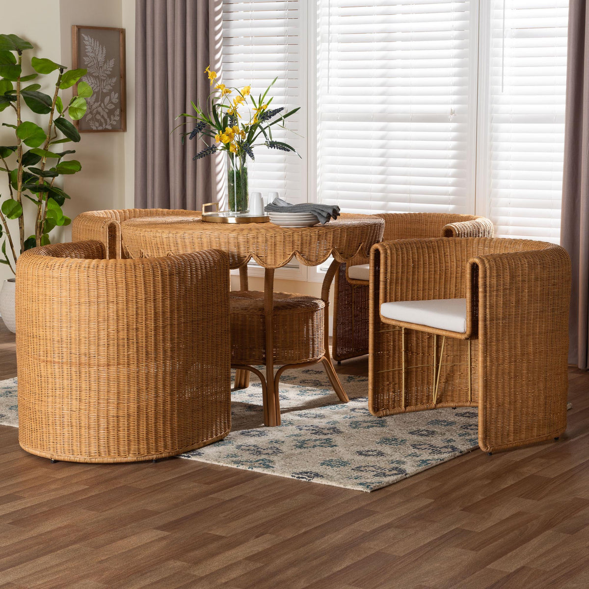 Bali & Pari Ayumi 5-Piece Round Rattan Dining Set