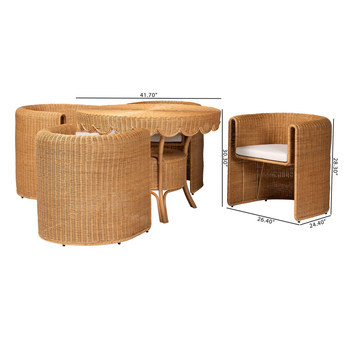 Bali & Pari Ayumi 5-Piece Round Rattan Dining Set