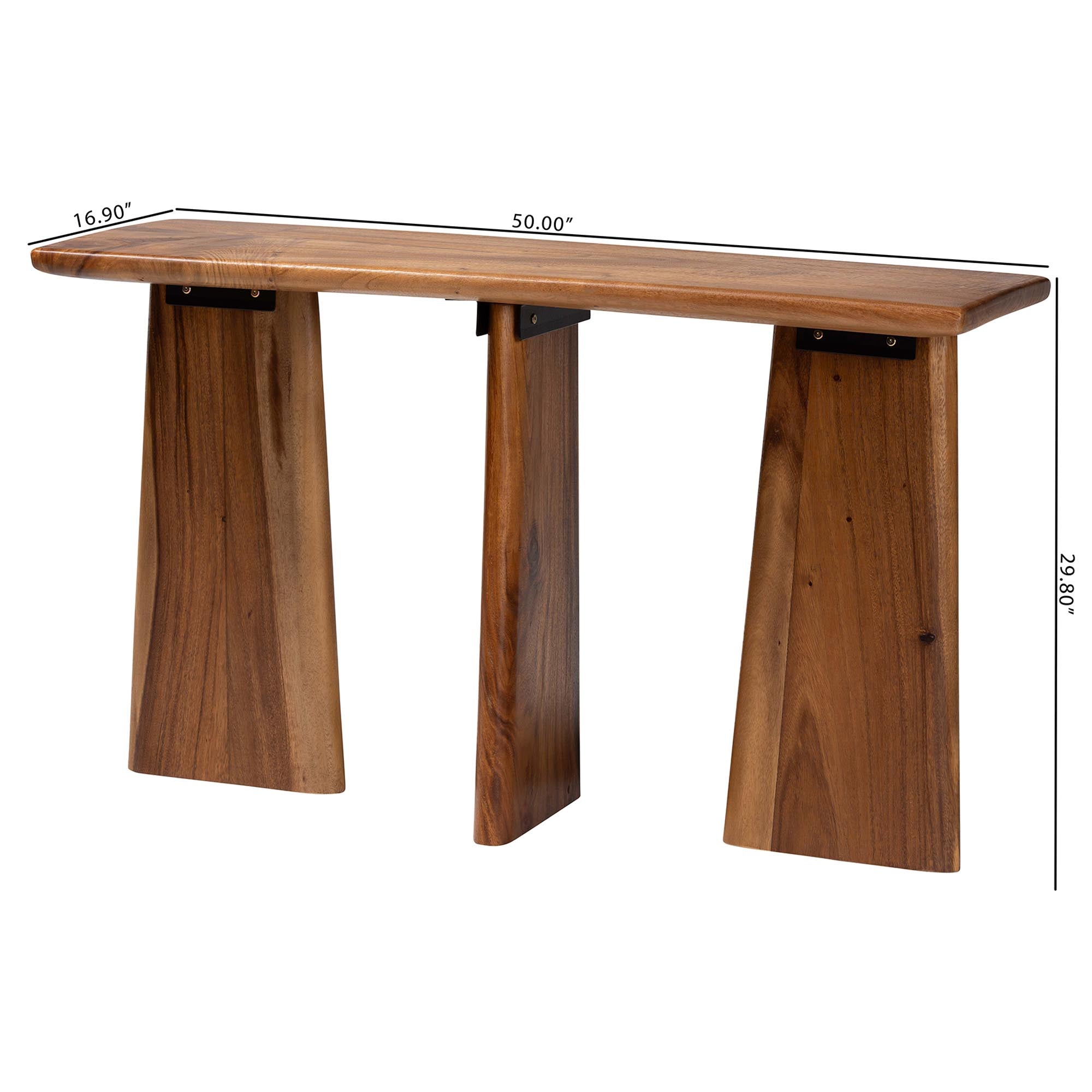 bali & pari Caruso Suar Wood Console Table - Live Edge Statement Table for Entryway or Living Room