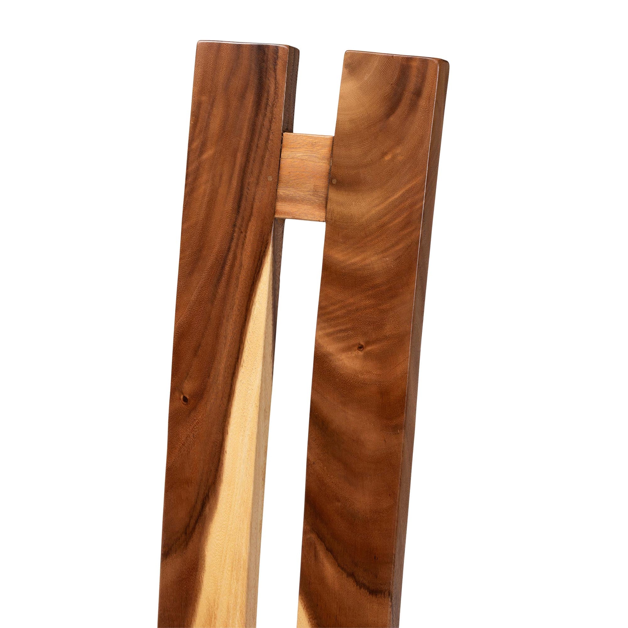 bali & pari Lin Suar Wood Dining Chair Set of 2 - Handcrafted Solid Wood Chair with Grain Pattern, Rustic Modern Accent Seating for Dining Room or Kitchen