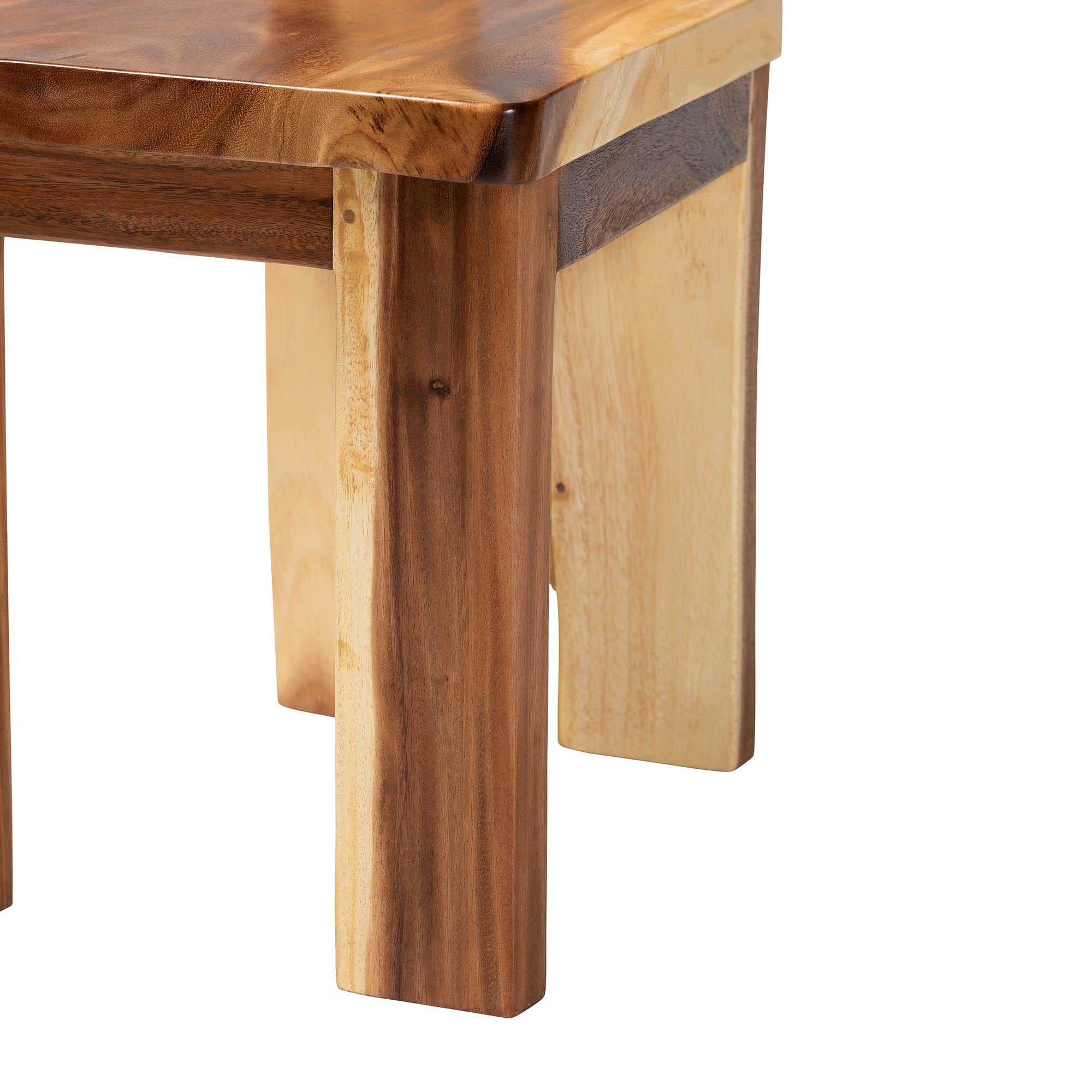 bali & pari Lin Suar Wood Dining Chair Set of 2 - Handcrafted Solid Wood Chair with Grain Pattern, Rustic Modern Accent Seating for Dining Room or Kitchen