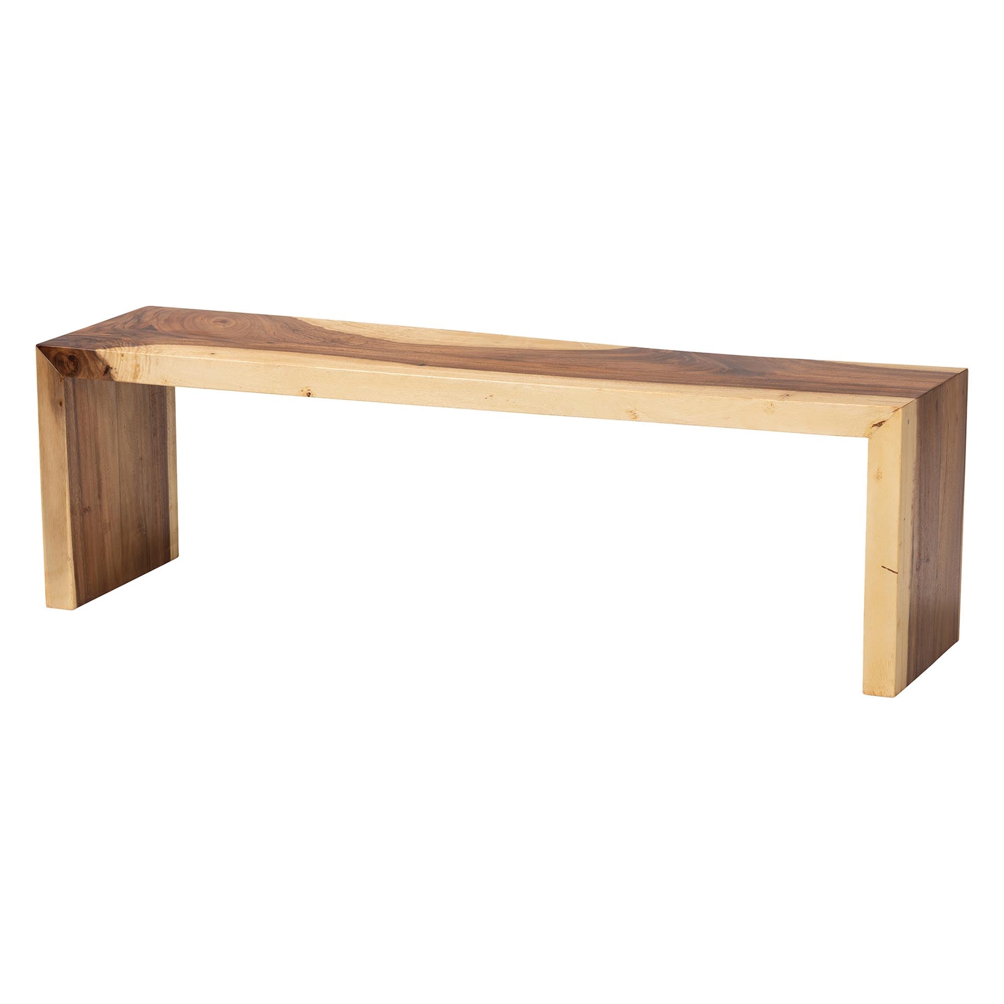bali & pari Bai Solid Suar Wood Accent Bench - Modern Rustic Wood Seating for Entryway, Dining, or Living Room