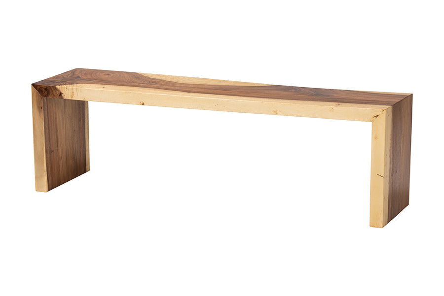 bali & pari Bai Solid Suar Wood Accent Bench - Modern Rustic Wood Seating for Entryway, Dining, or Living Room