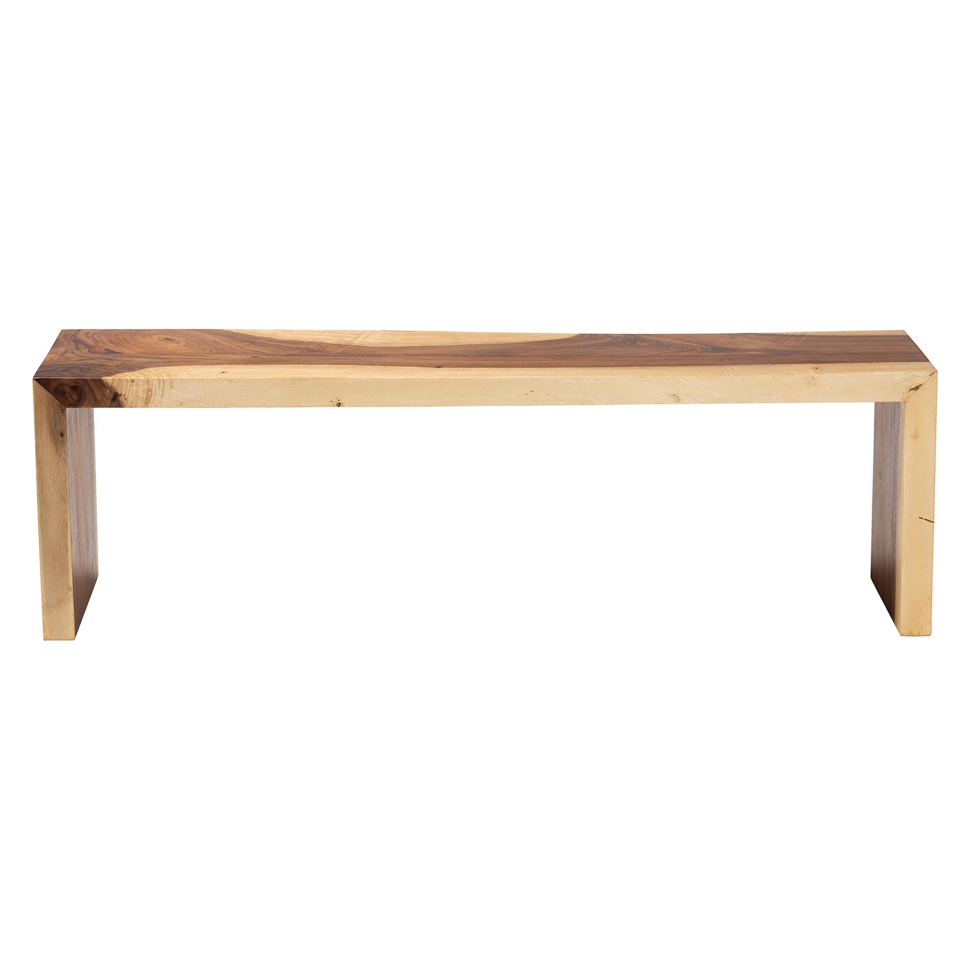 bali & pari Bai Solid Suar Wood Accent Bench - Modern Rustic Wood Seating for Entryway, Dining, or Living Room