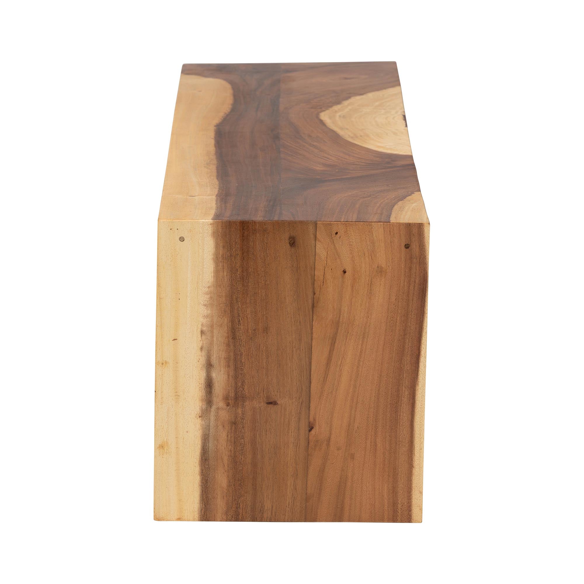 bali & pari Bai Solid Suar Wood Accent Bench - Modern Rustic Wood Seating for Entryway, Dining, or Living Room