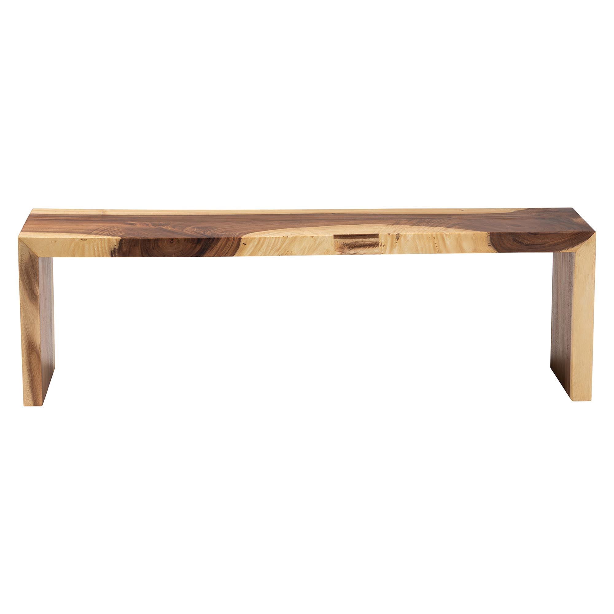 bali & pari Bai Solid Suar Wood Accent Bench - Modern Rustic Wood Seating for Entryway, Dining, or Living Room
