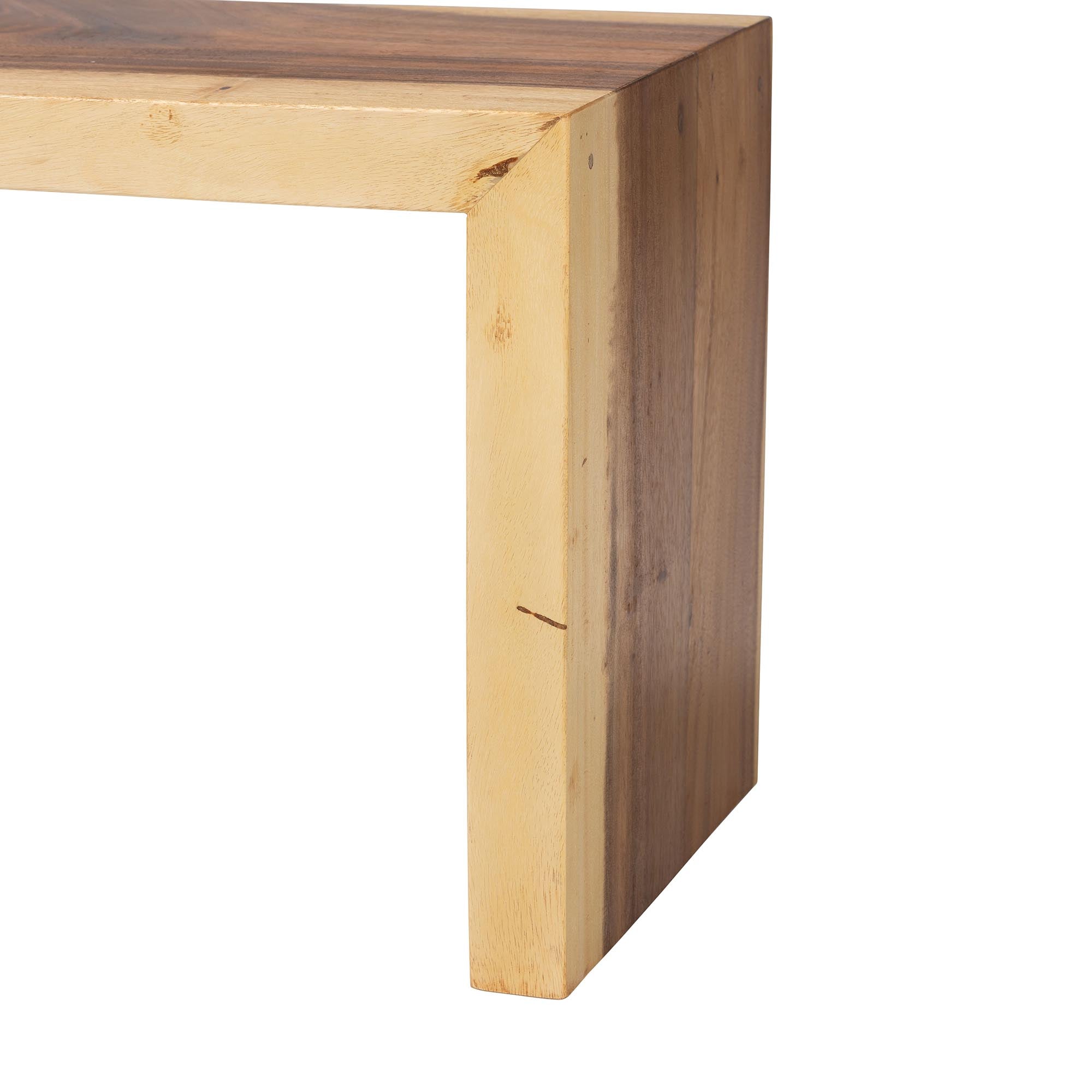 bali & pari Bai Solid Suar Wood Accent Bench - Modern Rustic Wood Seating for Entryway, Dining, or Living Room