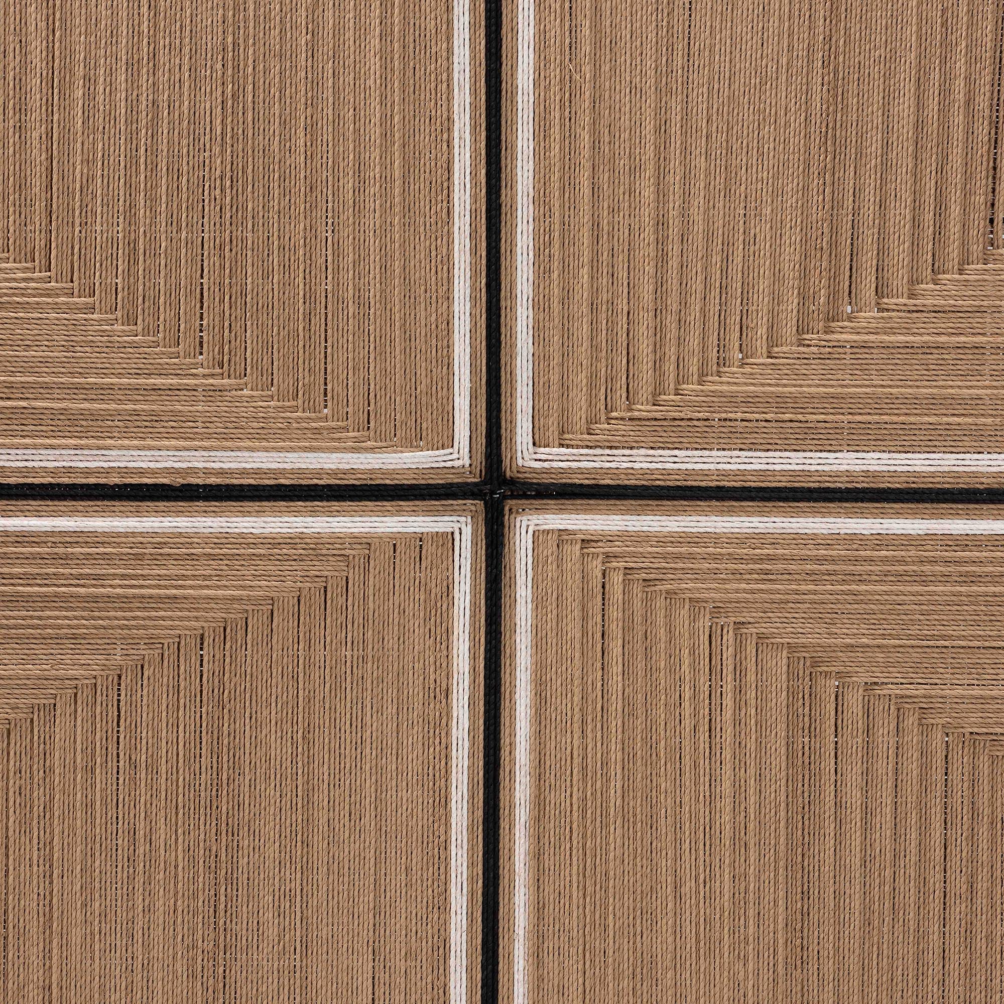 bali & pari Prita Paper Loom Headboard with Mahogany Wood Frame, Handwoven Bed Backrest Panel with Geometric Design, Boho Rustic Bedroom Accent,