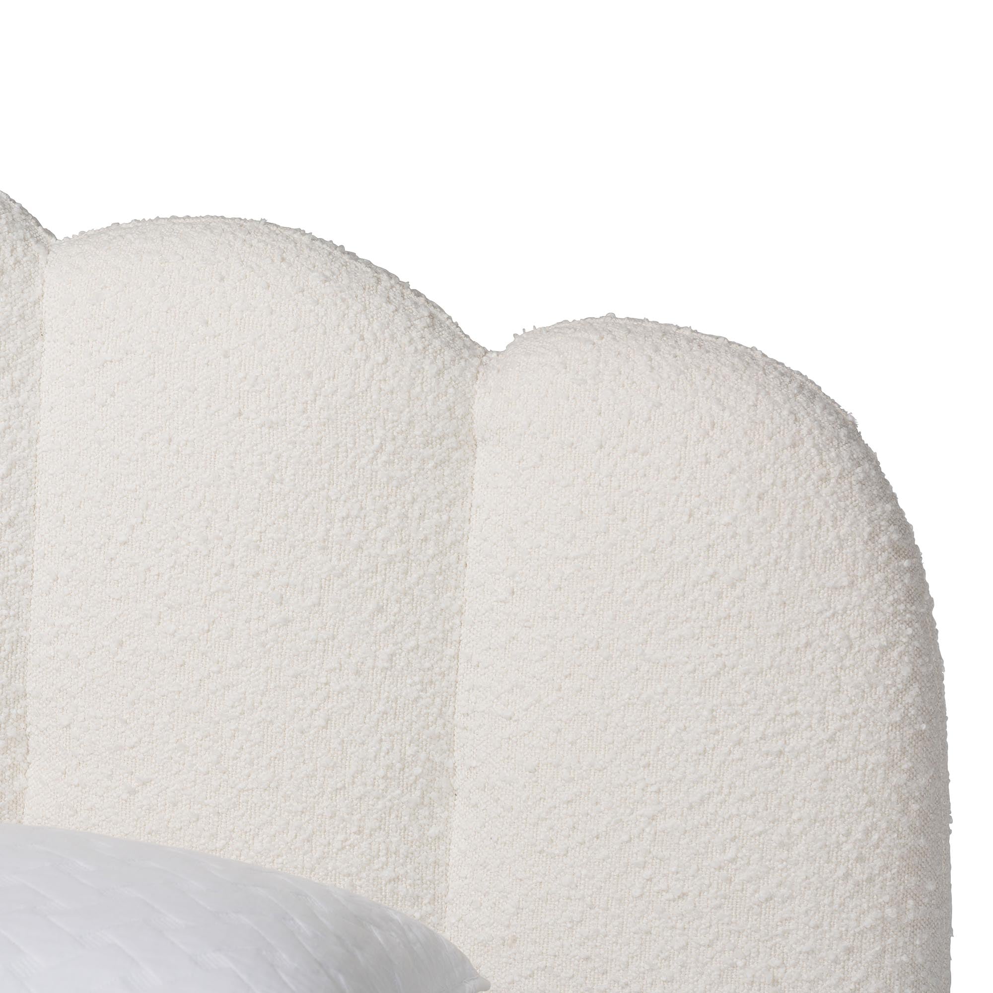 Grenier Modern Cream Boucle Fabric Floating Bed