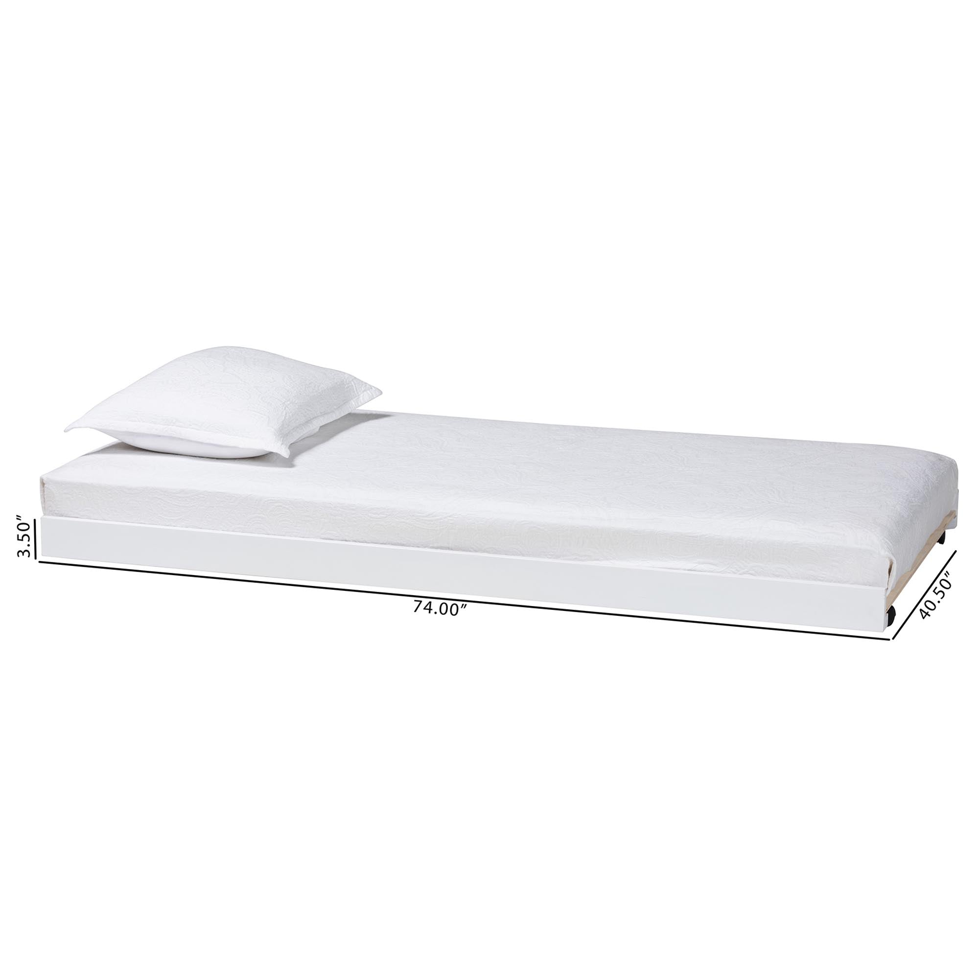 Lucera Trundle Underbed Low-Profile Rolling Base for Daybeds and Guest Rooms
