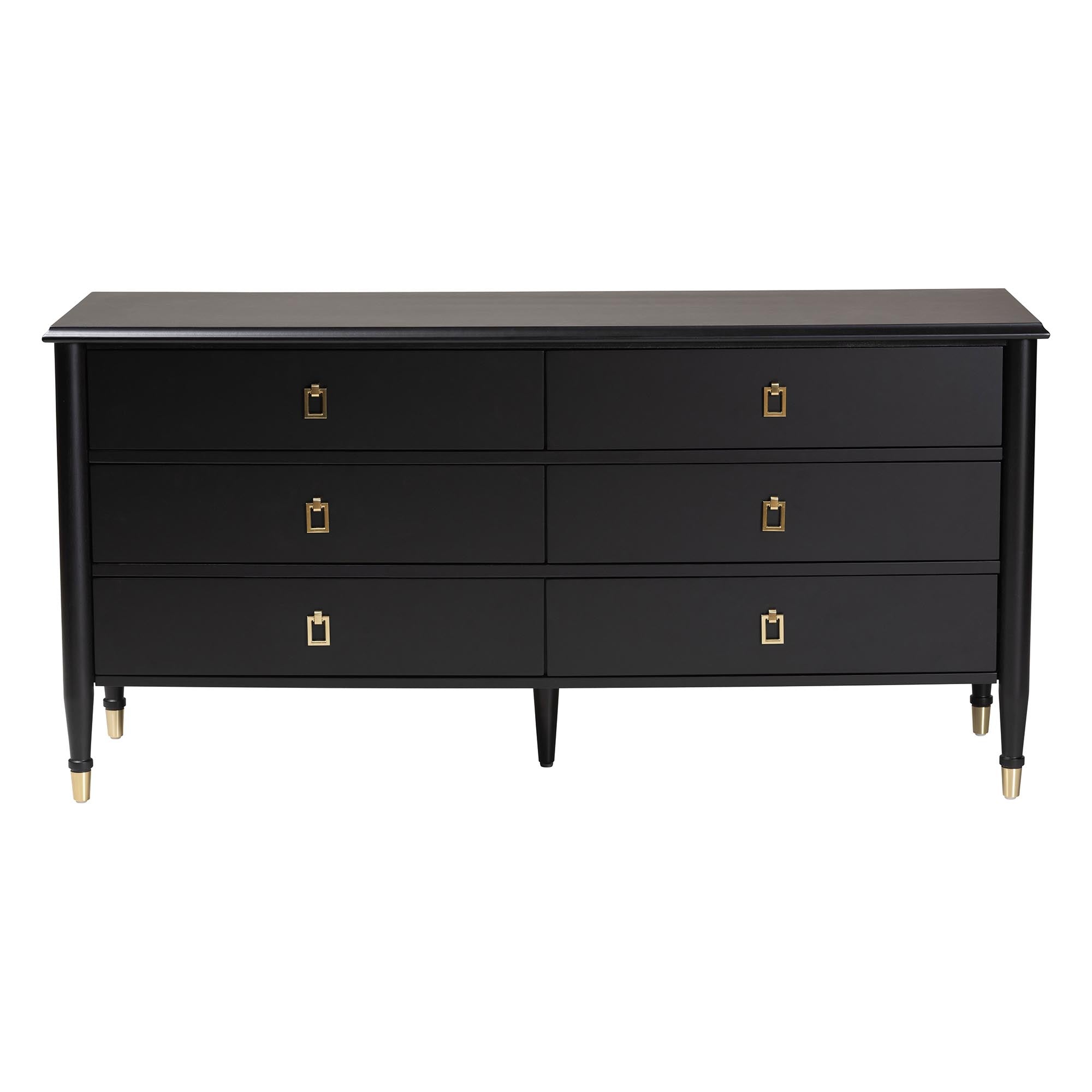 Tamra Wood Dresser with Drawers - Bedroom Storage Unit with Metallic Accents, 6-Drawer Modern Transitional Bedroom Storage Solution