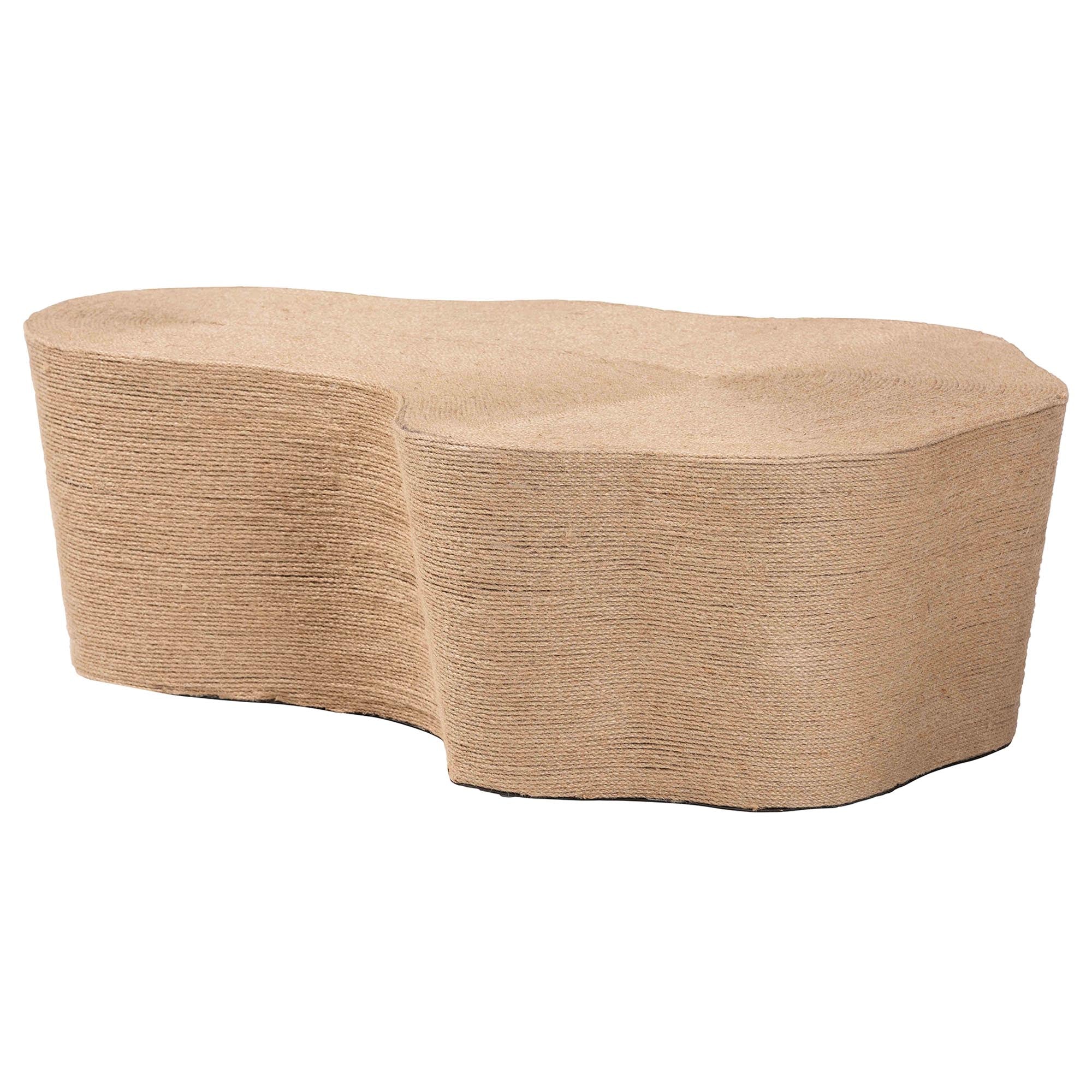bali & pari Edna Jute Coffee Table - Textured Handwoven Irregular Shape Cocktail Table for Living Room or Lounge
