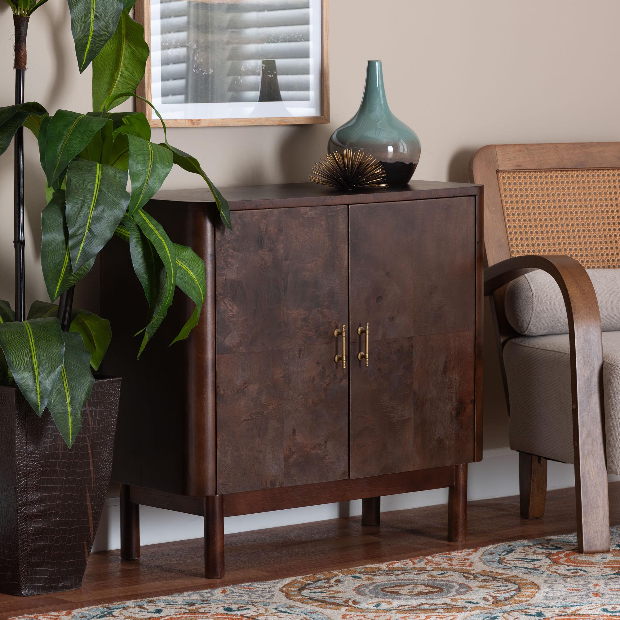 Bali & Pari Latika Real Burl Wood Storage Cabinet