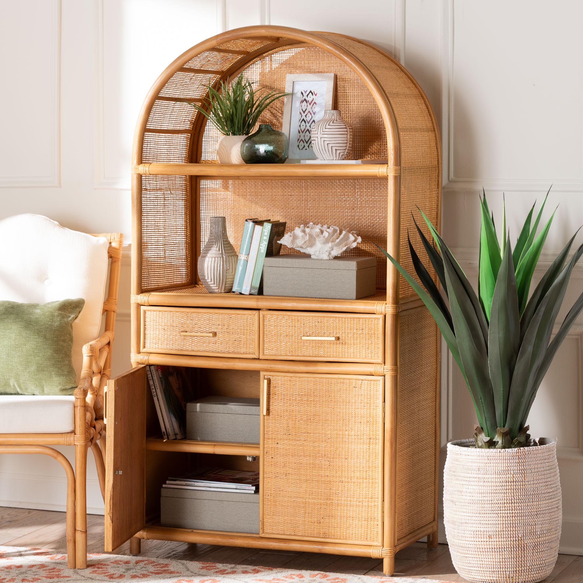 Bali & Pari Mairen Arched Rattan Storage Cabinet