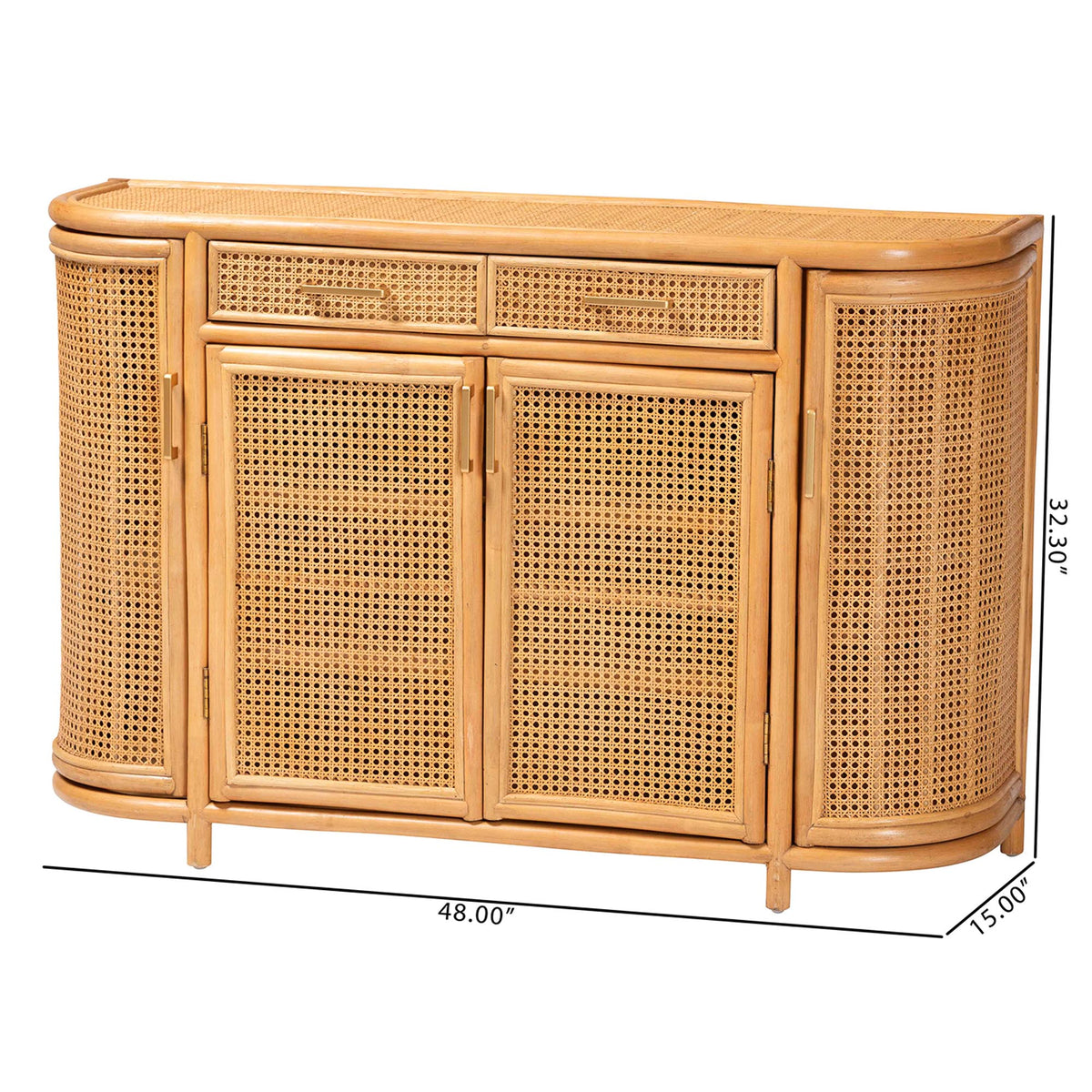 Bali & Pari McKenna Rattan Sideboard Handwoven Wicker Buffet